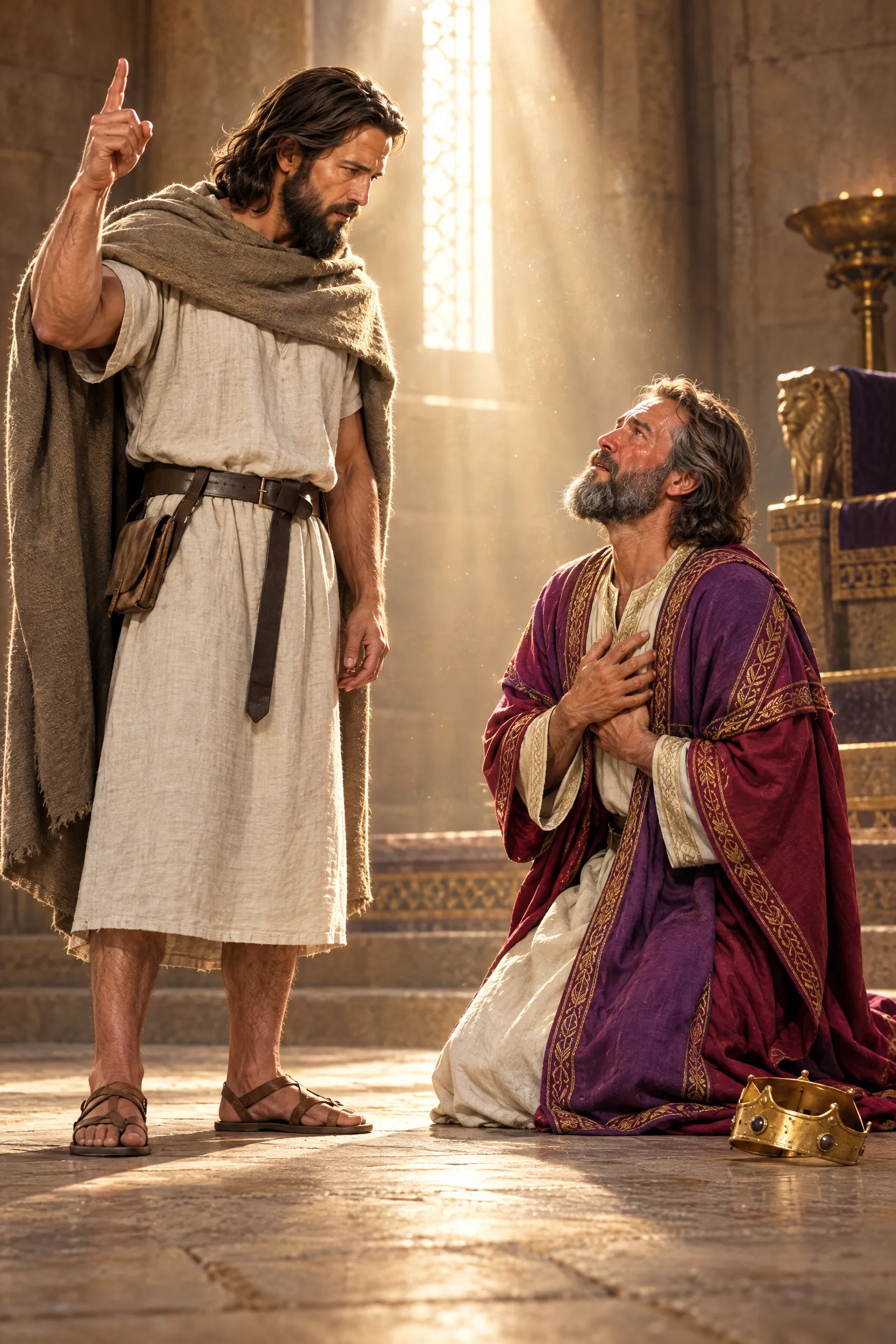 Nathan Confronts the Kneeling King David