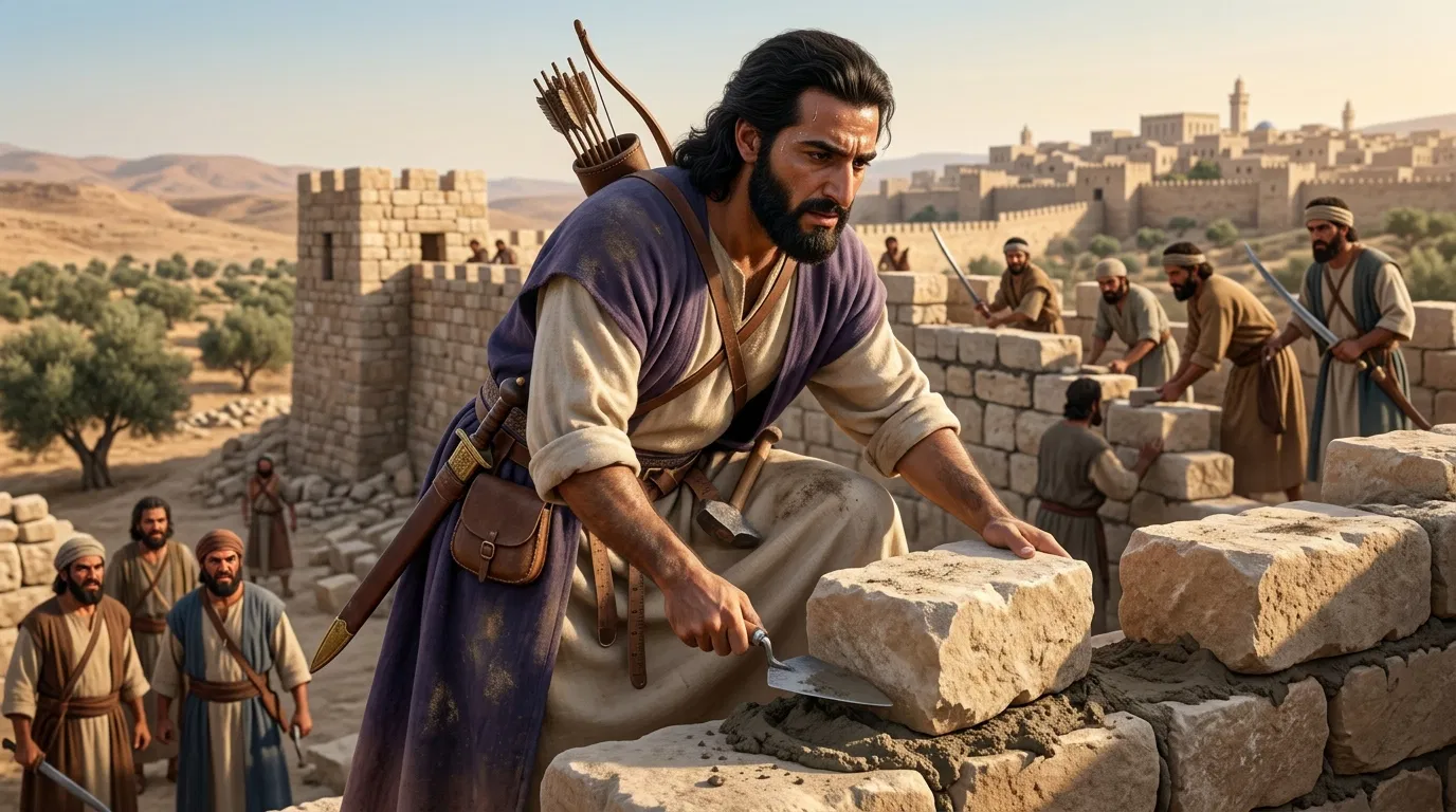 Nehemiah Builds the Wall With a Sword at His Side