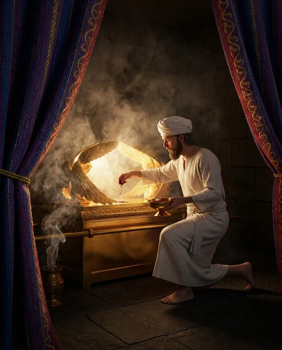 High Priest Sprinkling Blood on the Mercy Seat