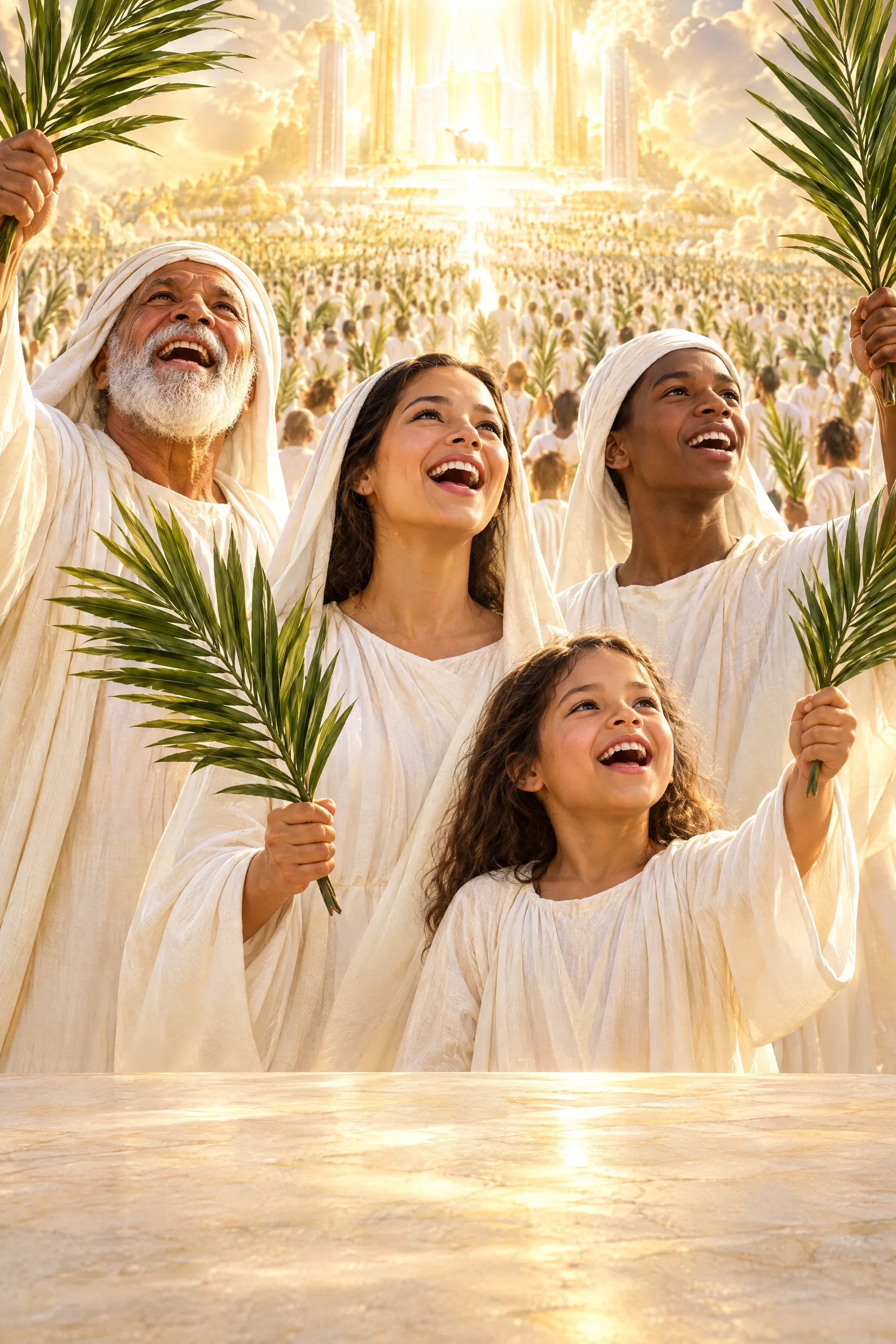 The Redeemed Raise Palm Branches Before the Throne