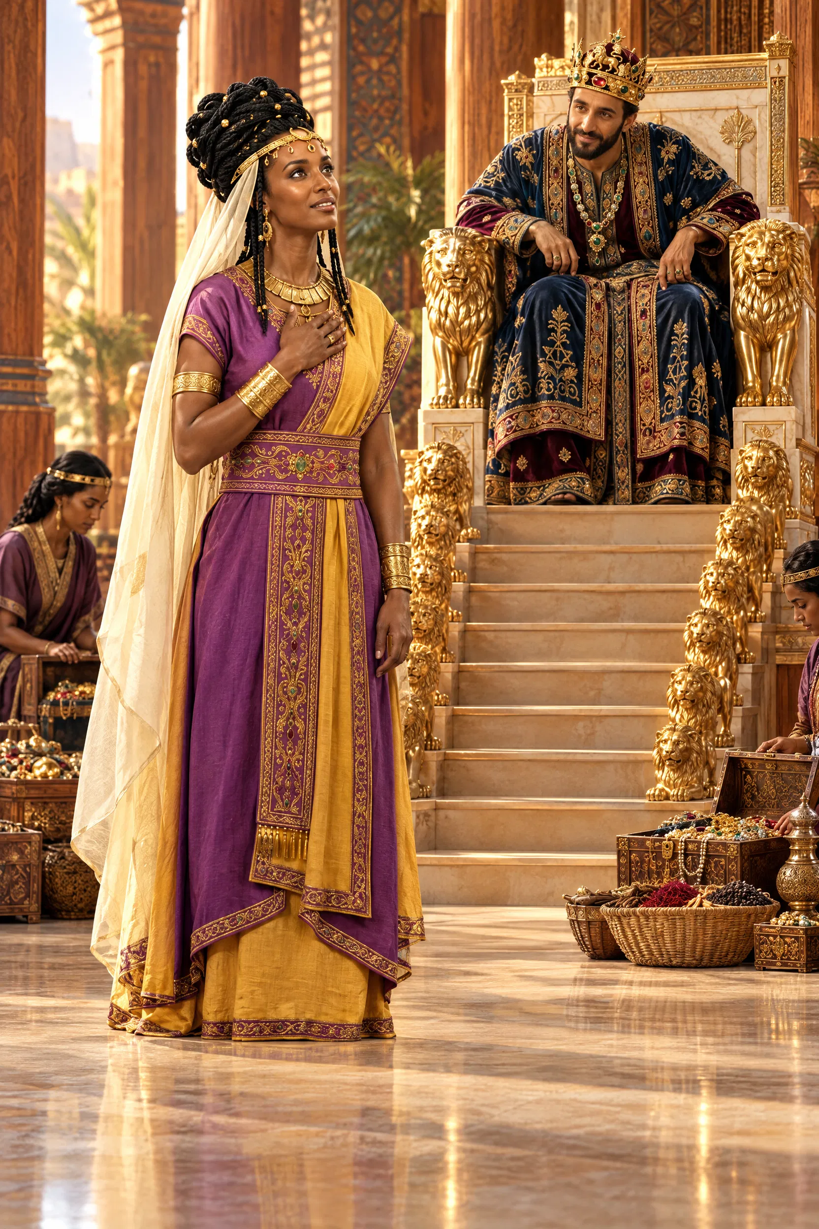 Queen of Sheba Stands Before Solomon