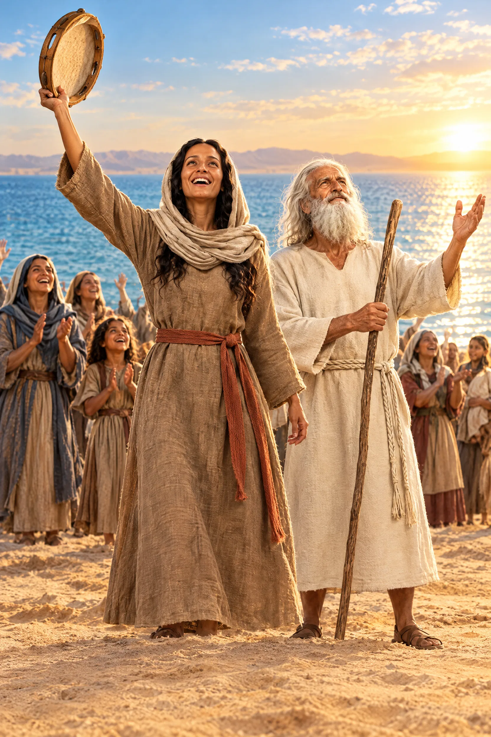 Miriam and Moses Praise God at the Red Sea