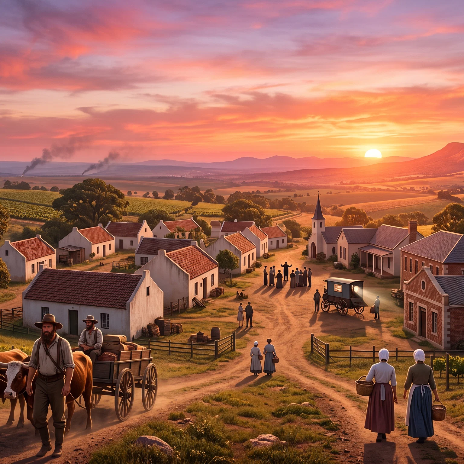 Golden Dusk Over A South African Village