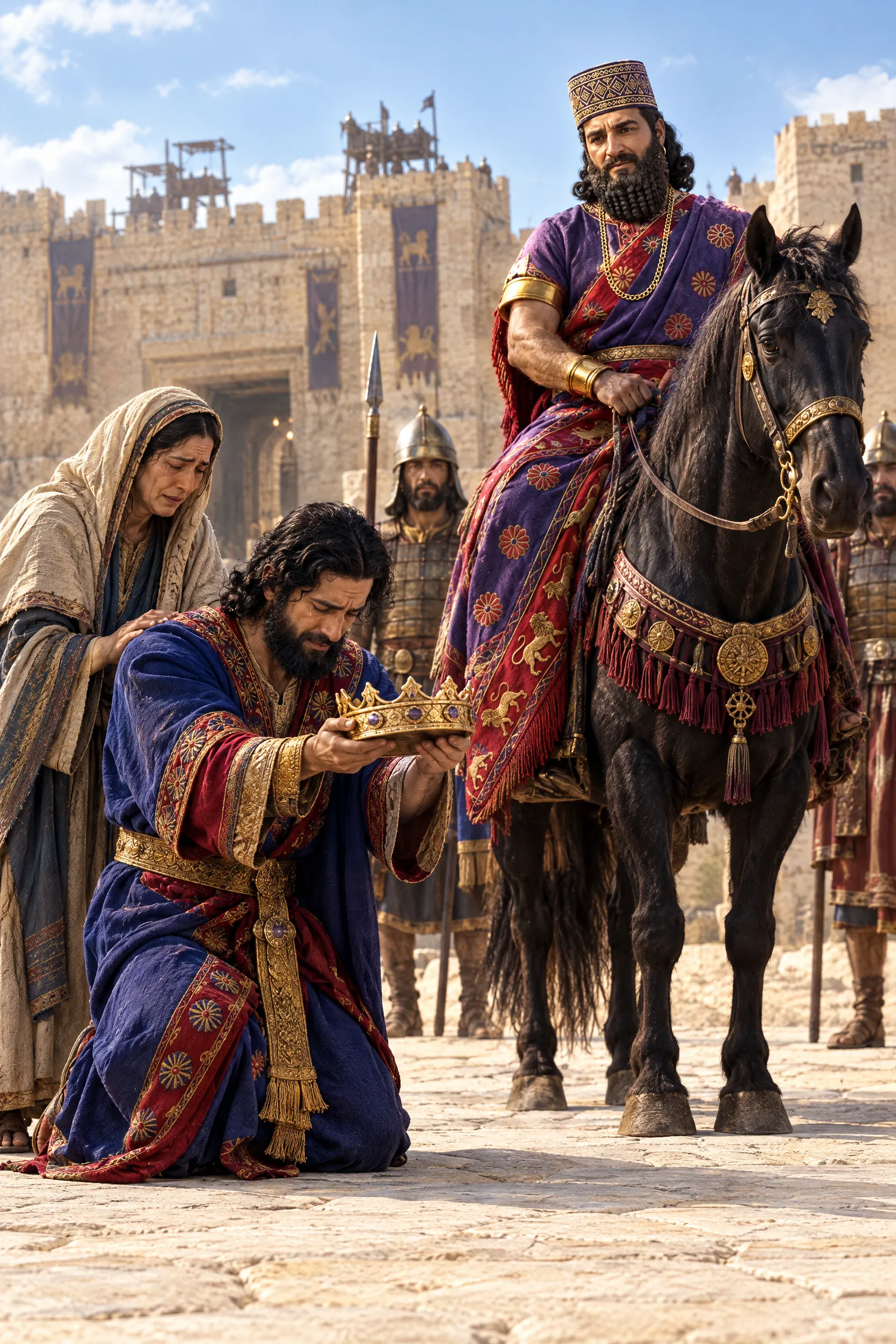 Jehoiachin Surrenders His Crown to Nebuchadnezzar