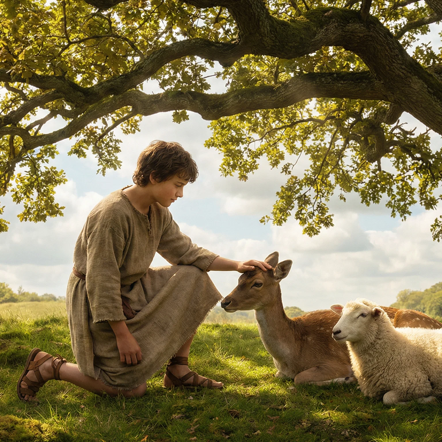 Shepherd's Harmony Under the Ancient Tree