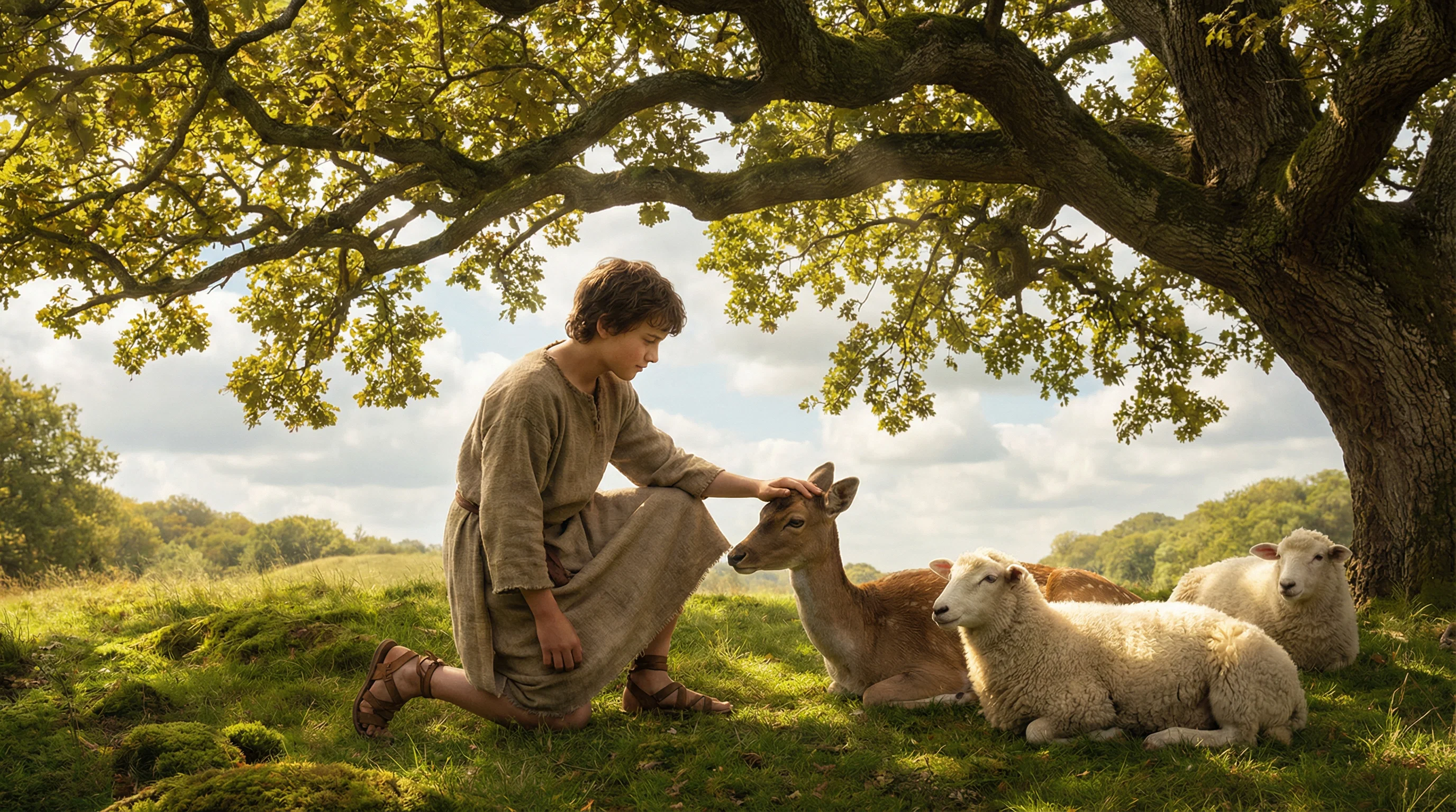 Shepherd's Harmony Under the Ancient Tree