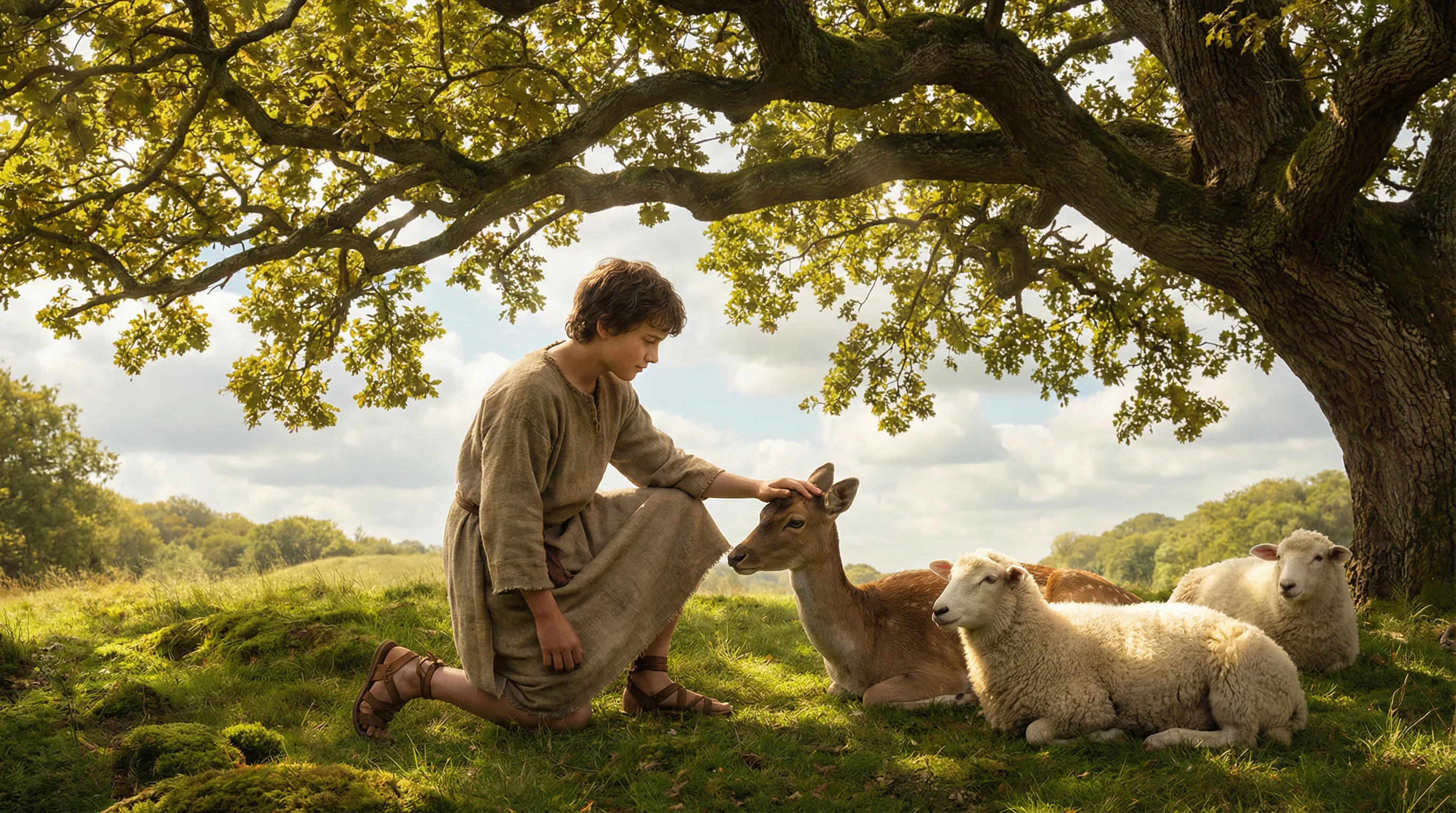 Shepherd's Harmony Under the Ancient Tree