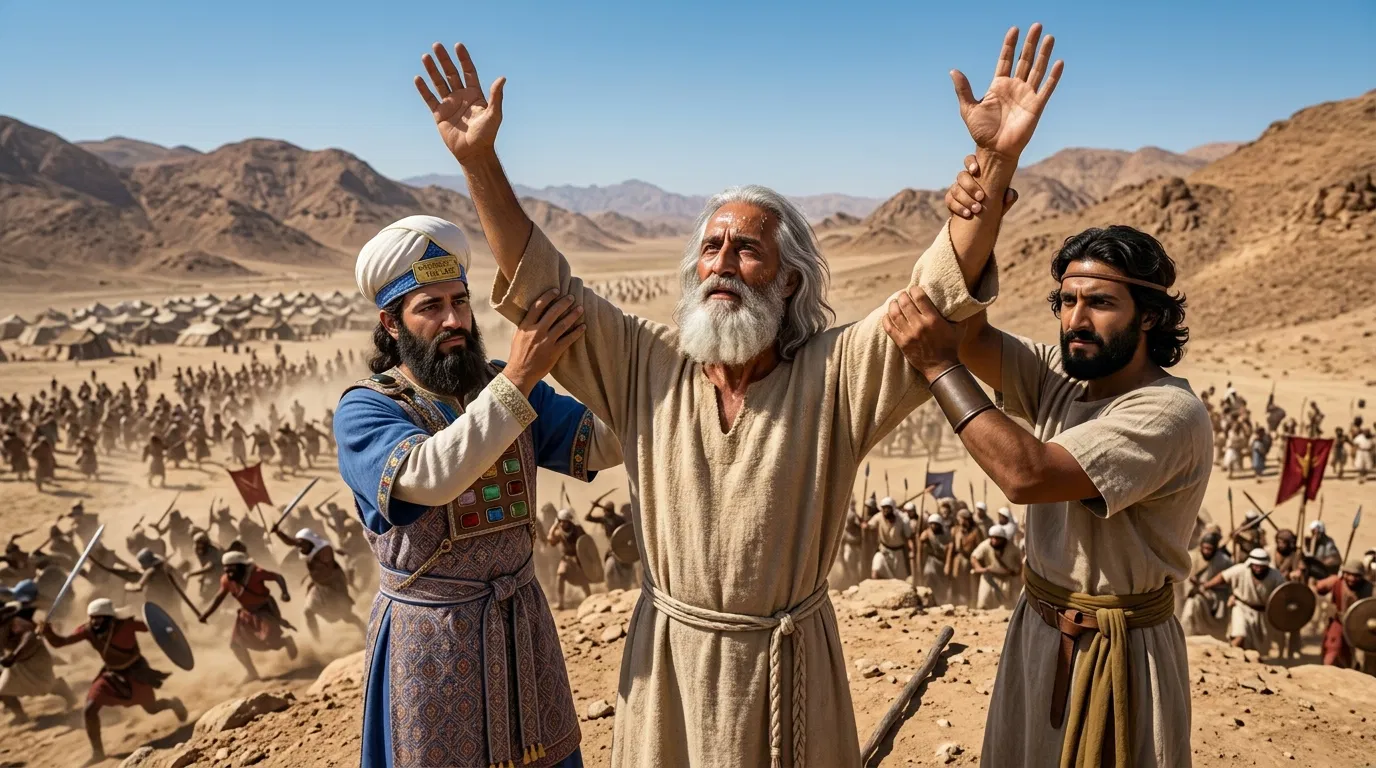 Aaron and Hur Hold Up Moses' Arms in Battle