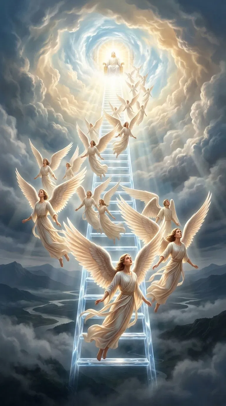 Angels Ascending a Ladder to the Throne