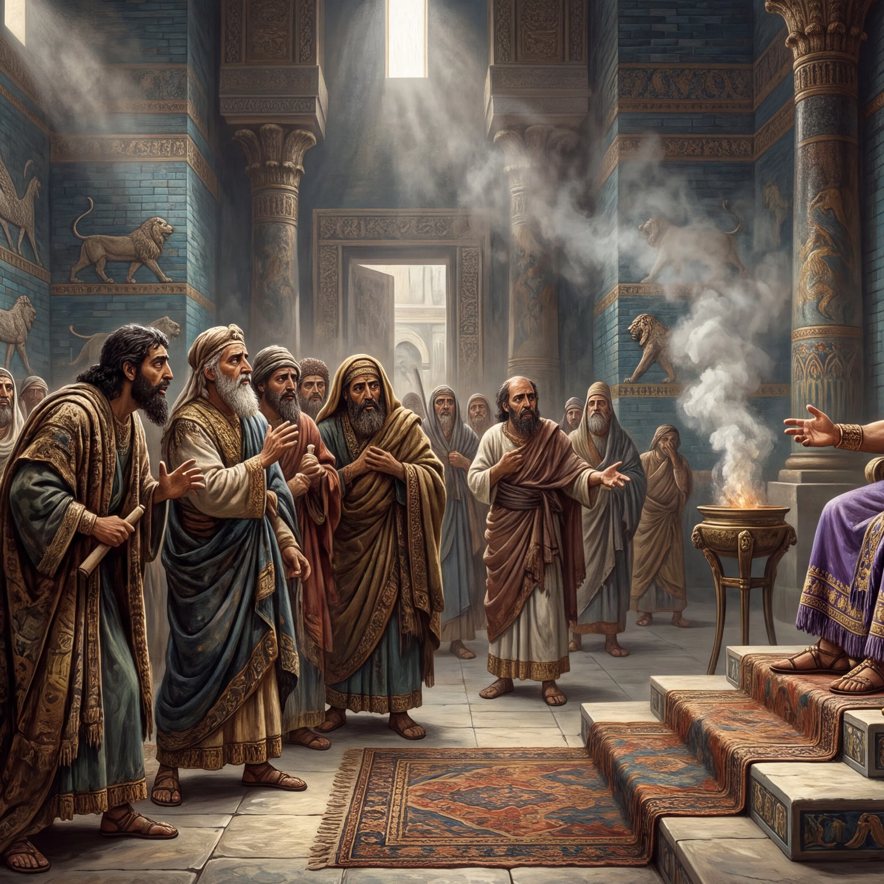 Nebuchadnezzar Questions His Wise Men in Babylon