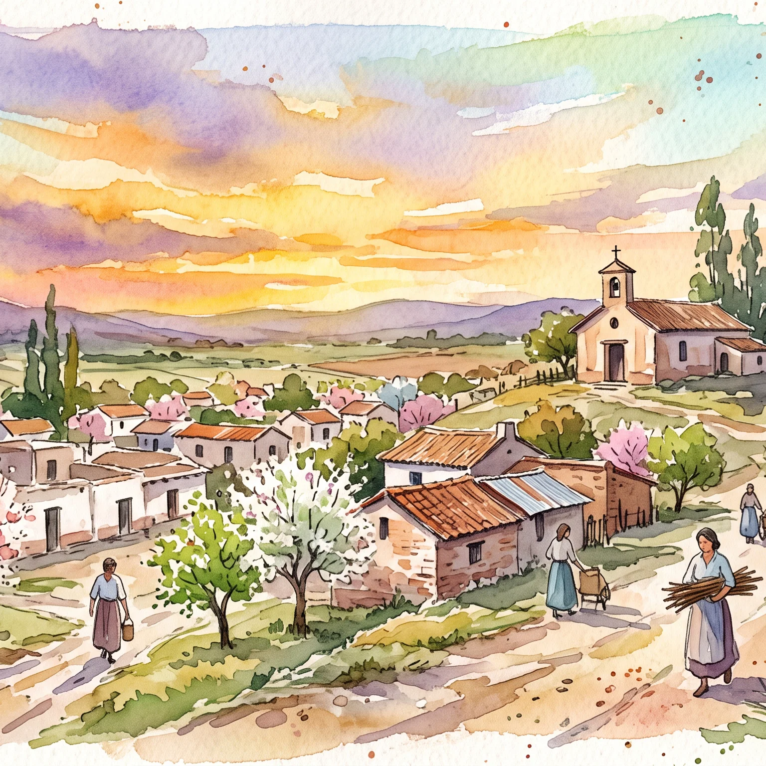 Golden Dusk in an Argentine Village