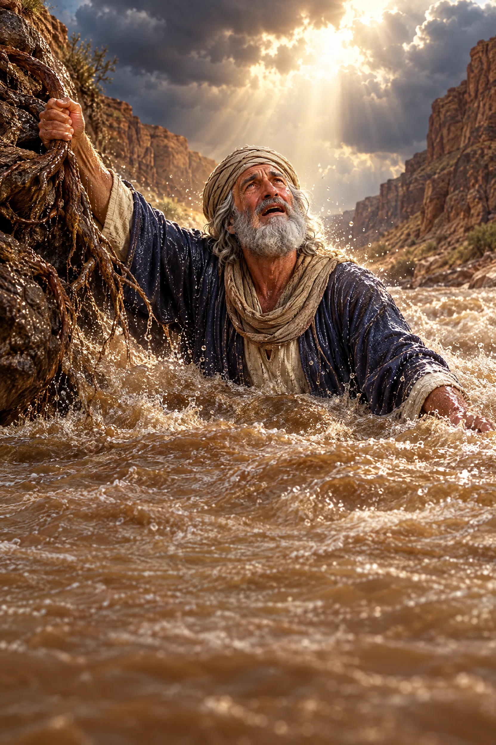 David Sinking in the Floodwaters Cries to God