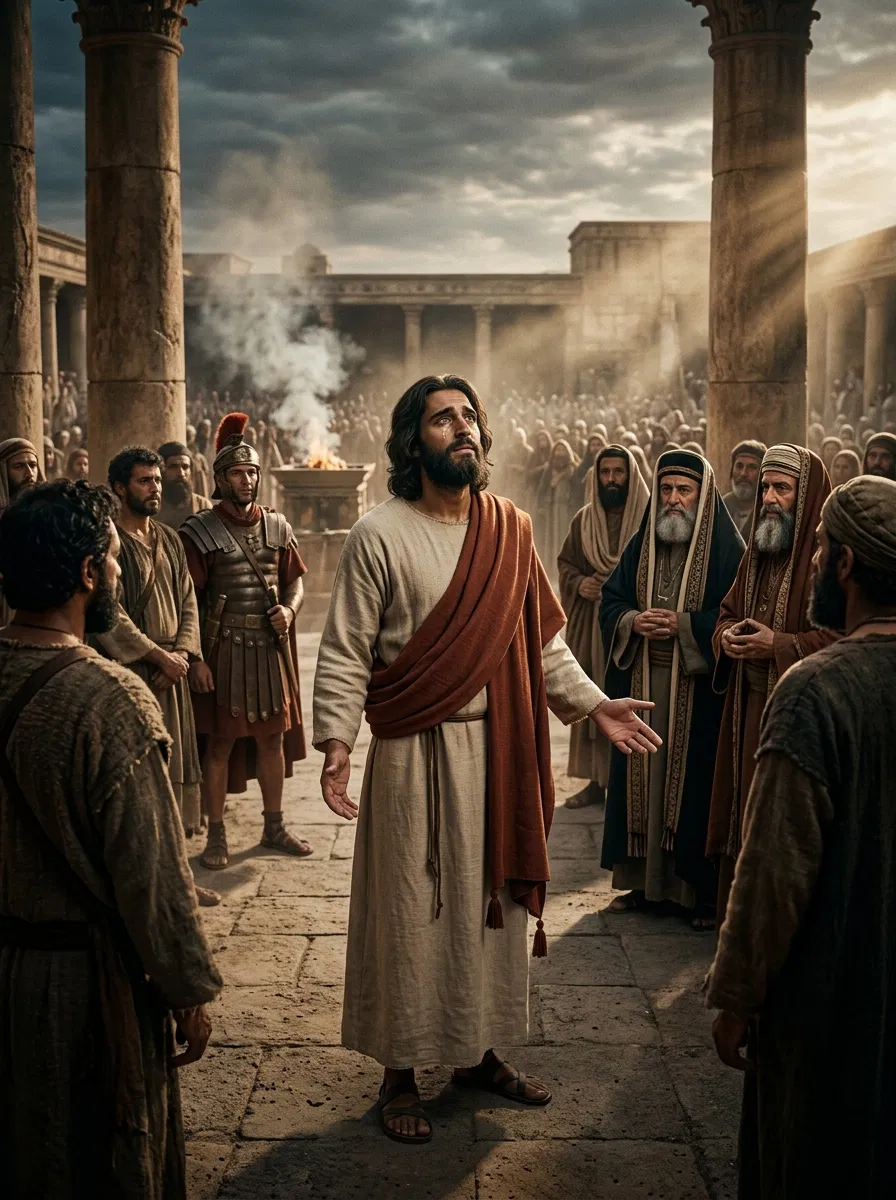 Jesus Weeping Before the Crowd in Jerusalem