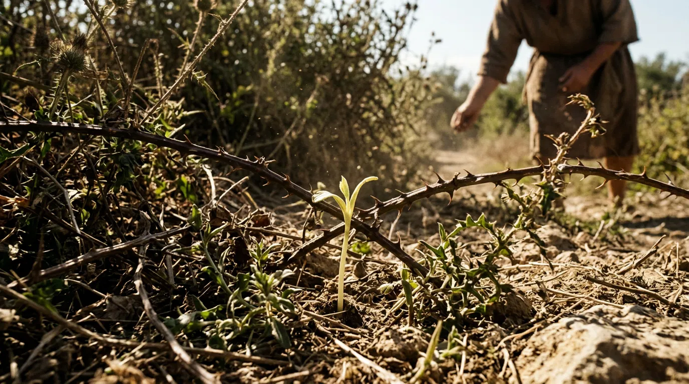 A Seedling Choked by Thorns
