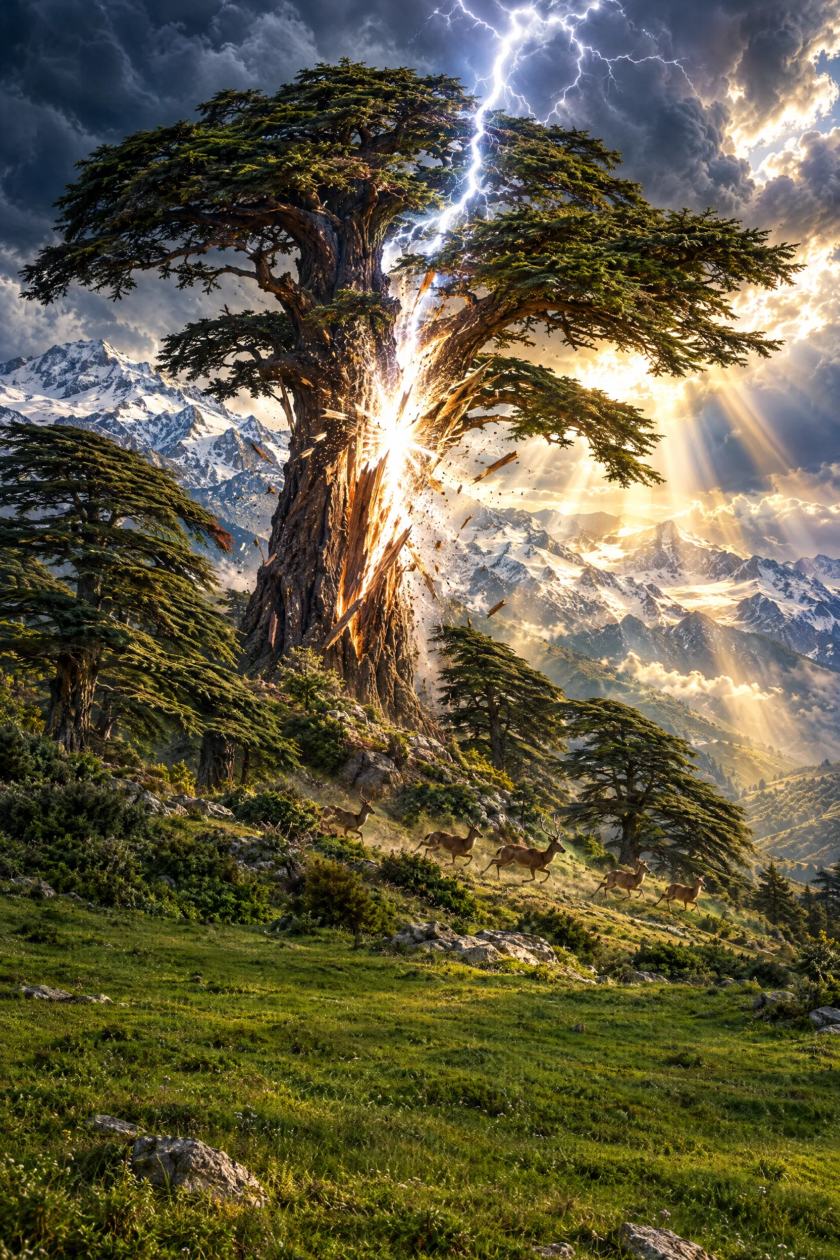 Lightning Splits a Cedar of Lebanon