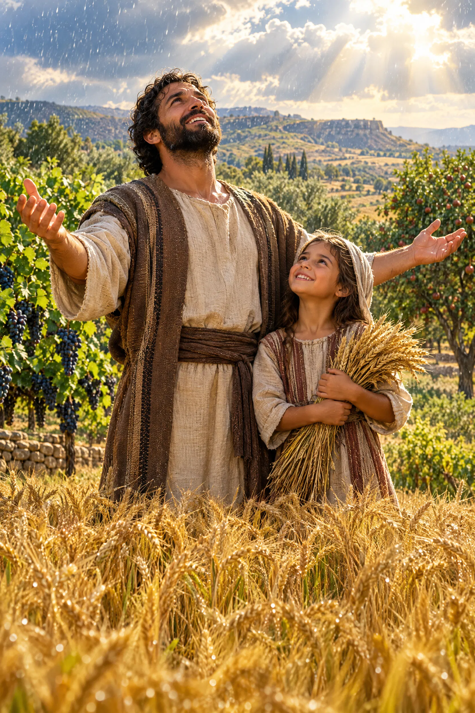 A Farmer Gives Thanks for Rain on the Harvest
