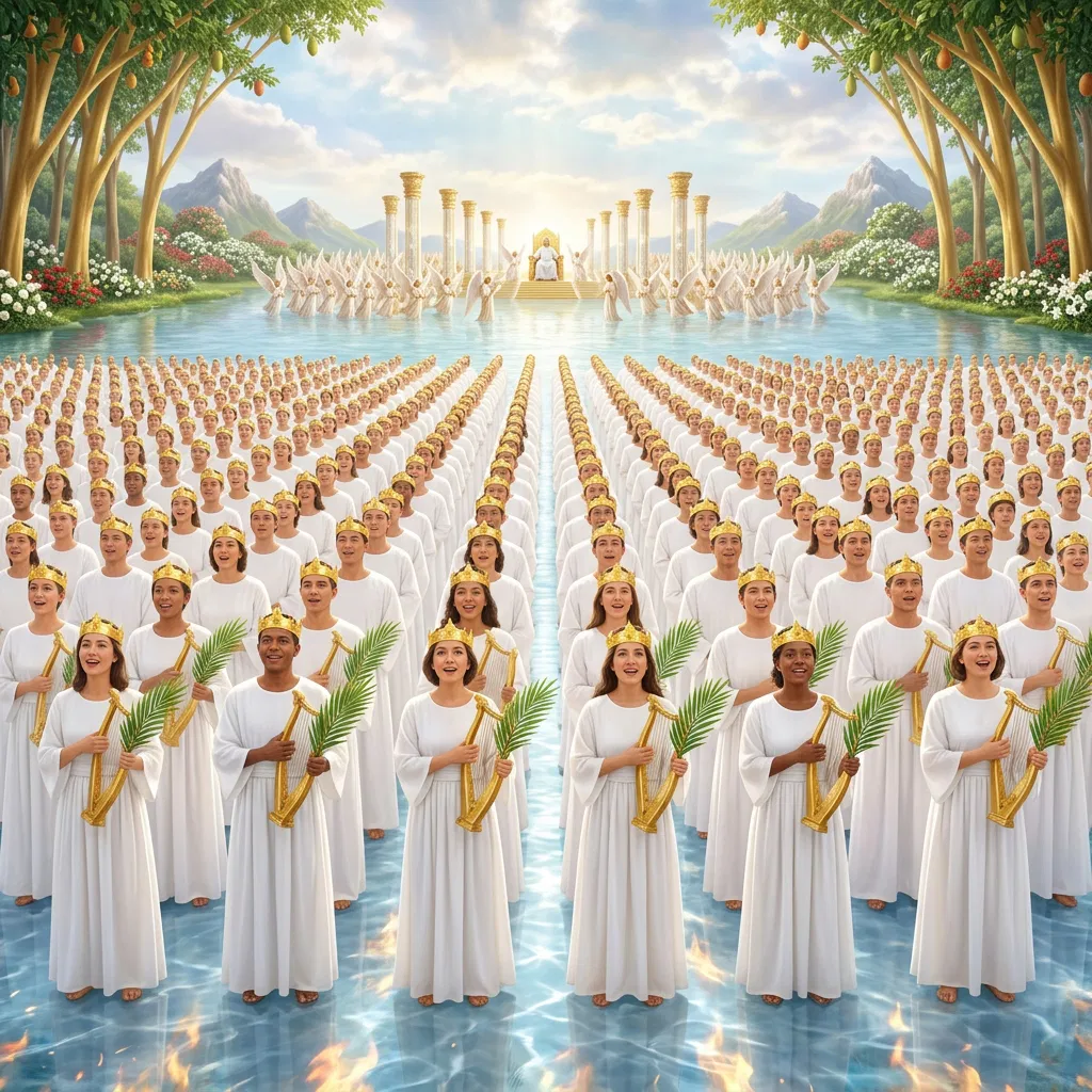 The Redeemed Stand with Harps on the Sea of Glass