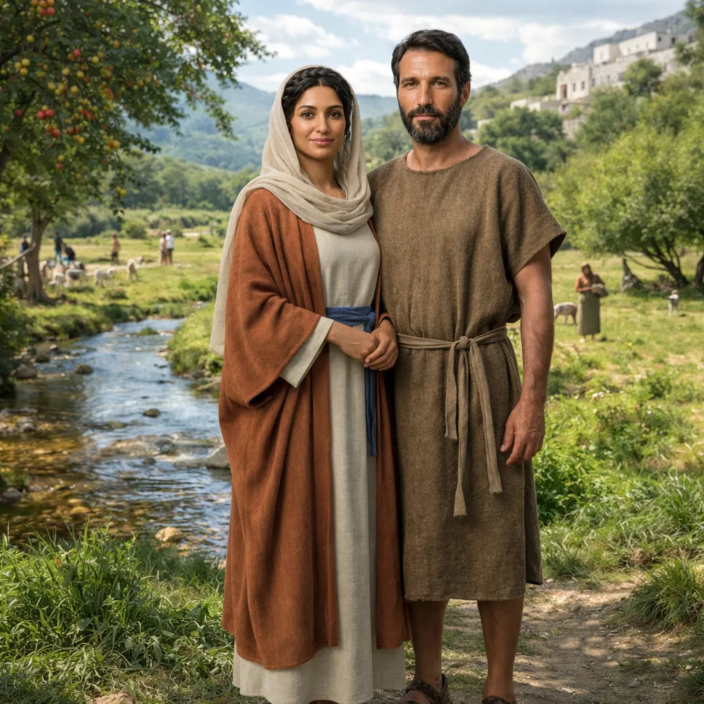 Abram and Sarai Standing in the Fruitful Land of Canaan