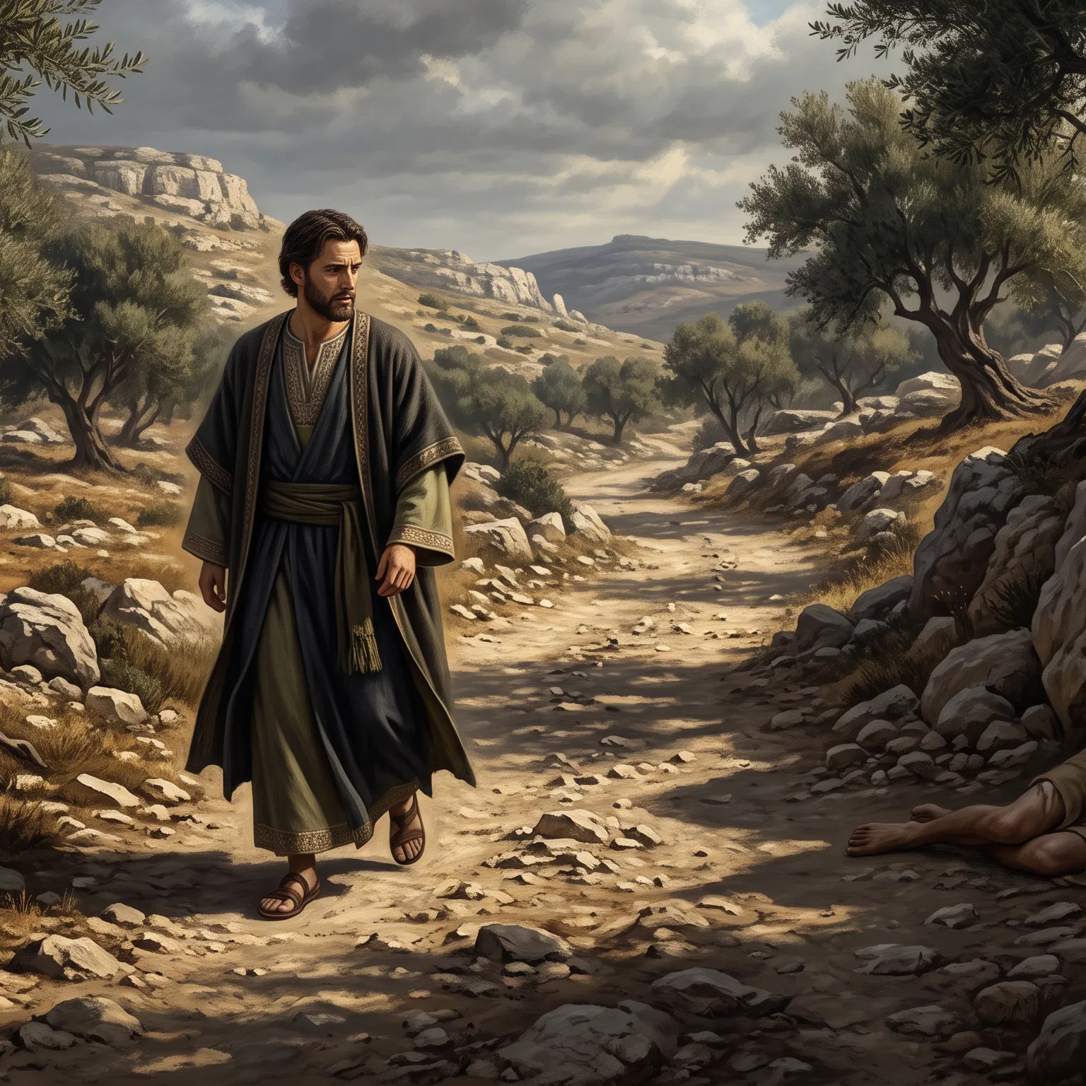 The Levite Passes By the Wounded Man