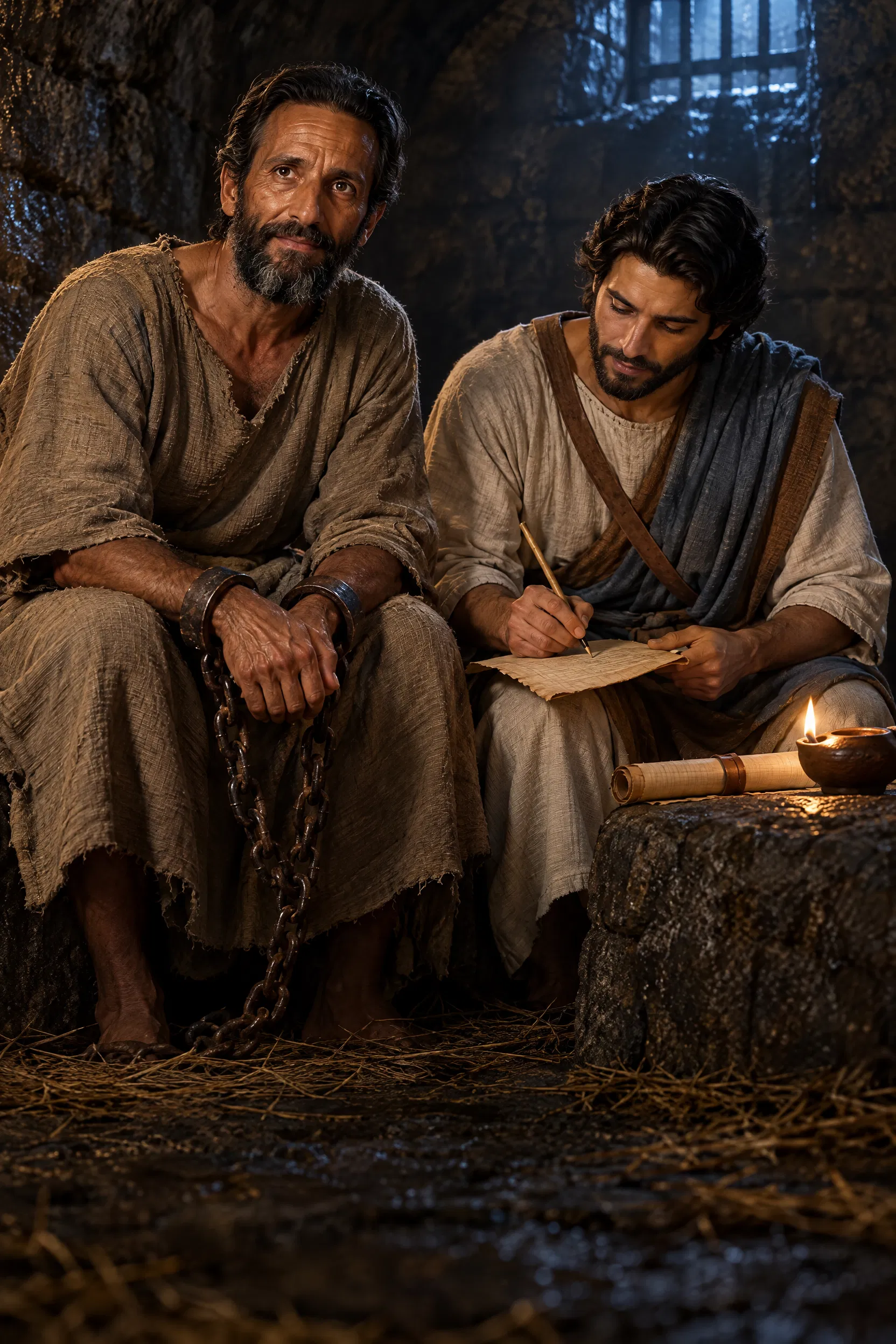 Paul in Chains Dictates a Letter to Luke