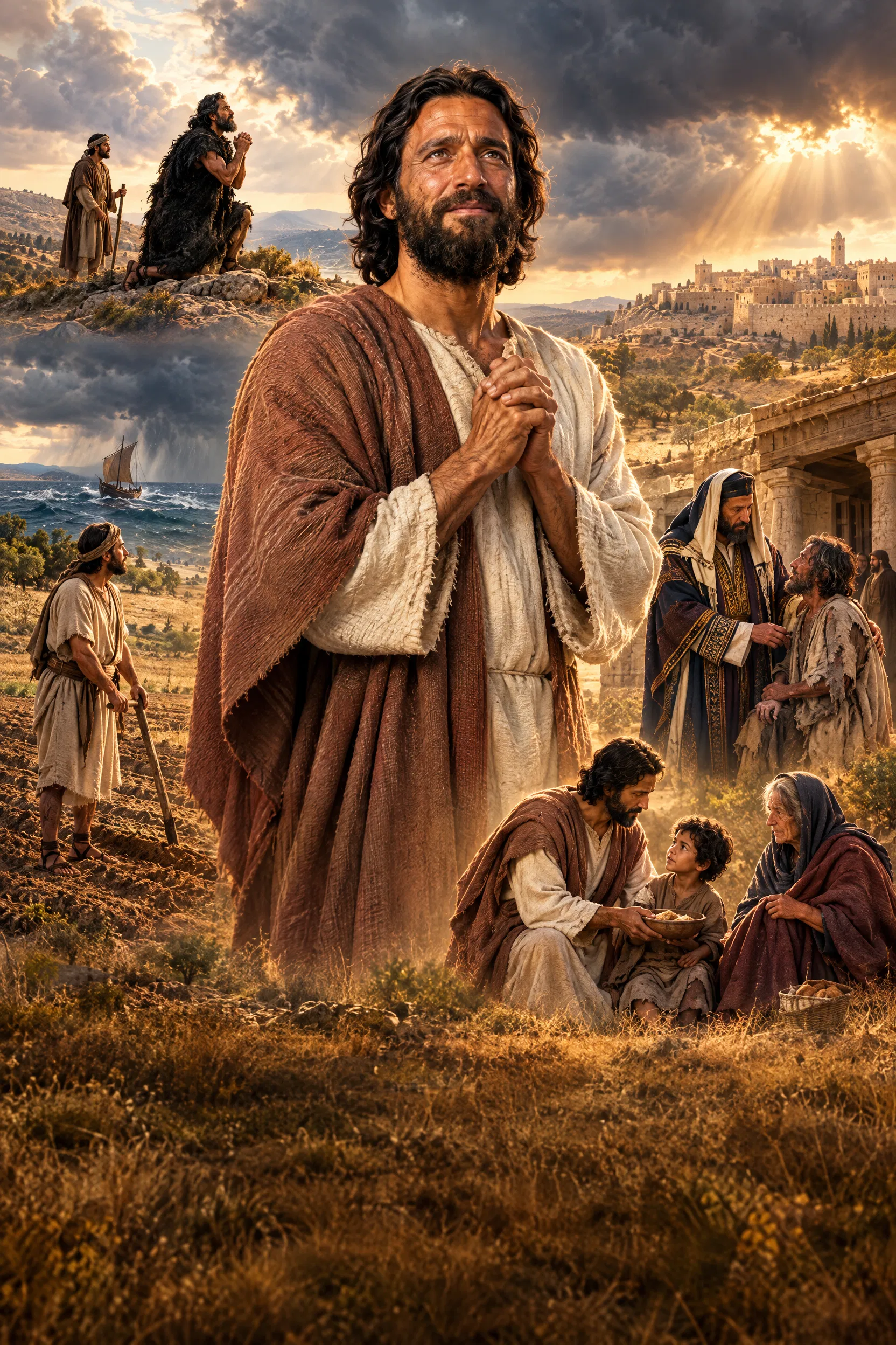 James Praying Among Scenes From His Letter