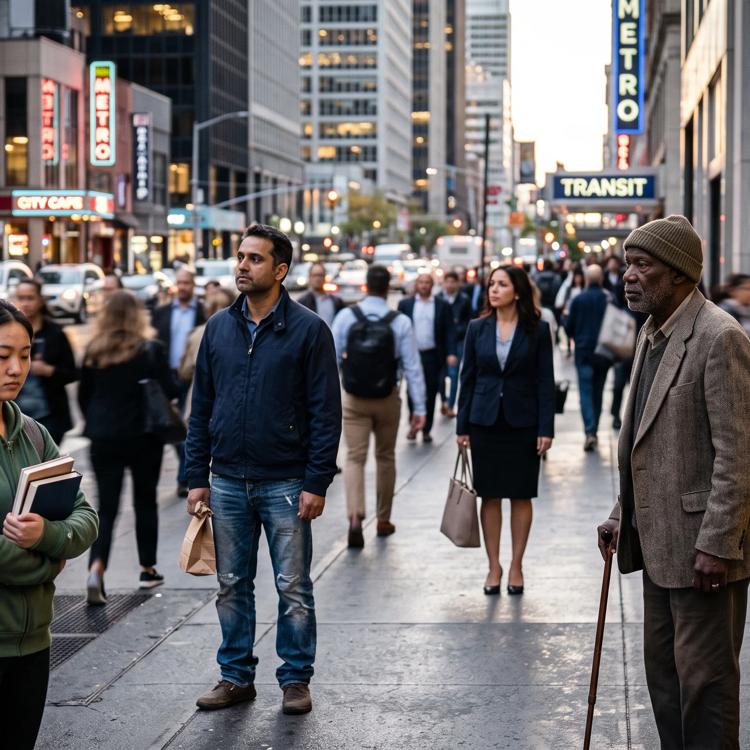 Solitary Souls Amidst the City Rush