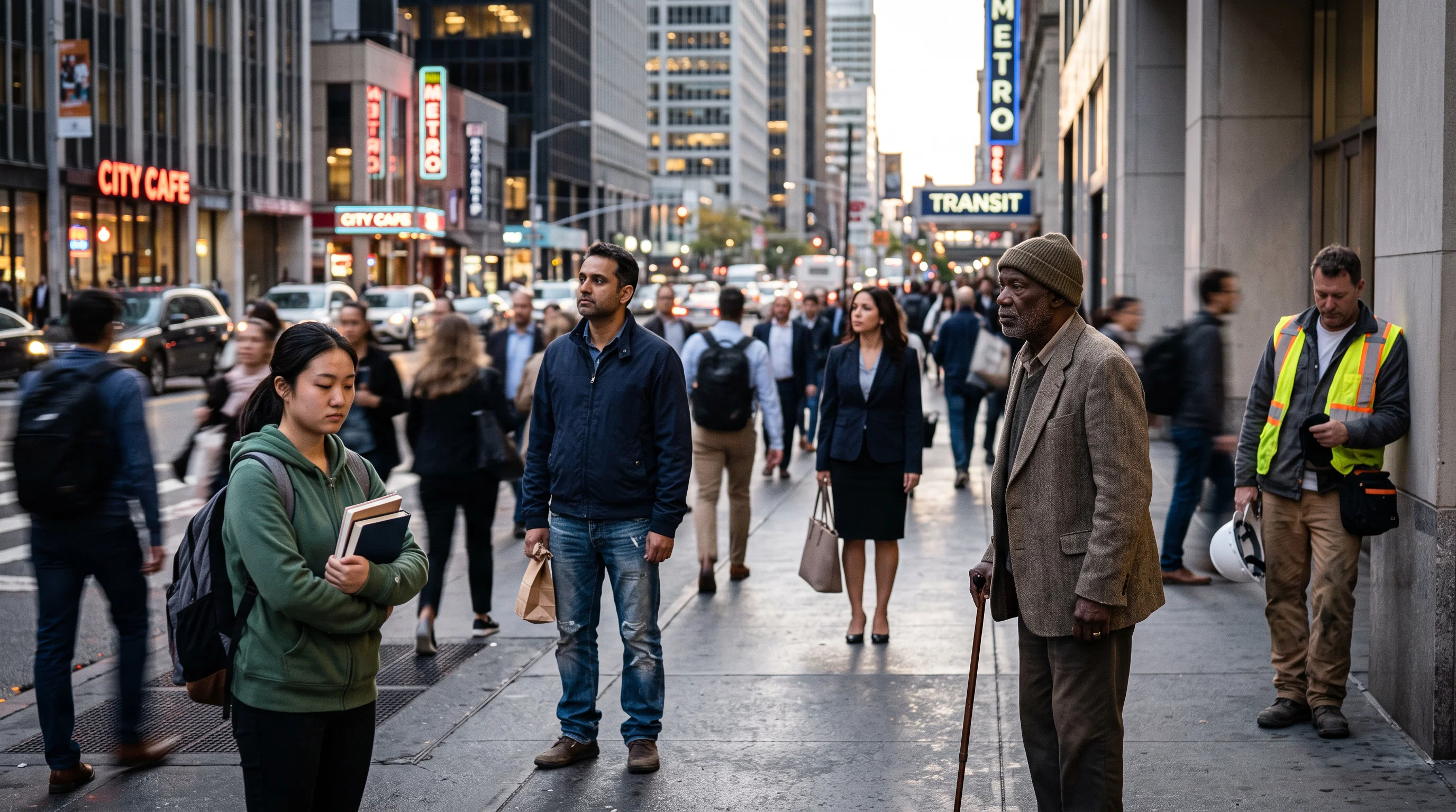 Solitary Souls Amidst the City Rush