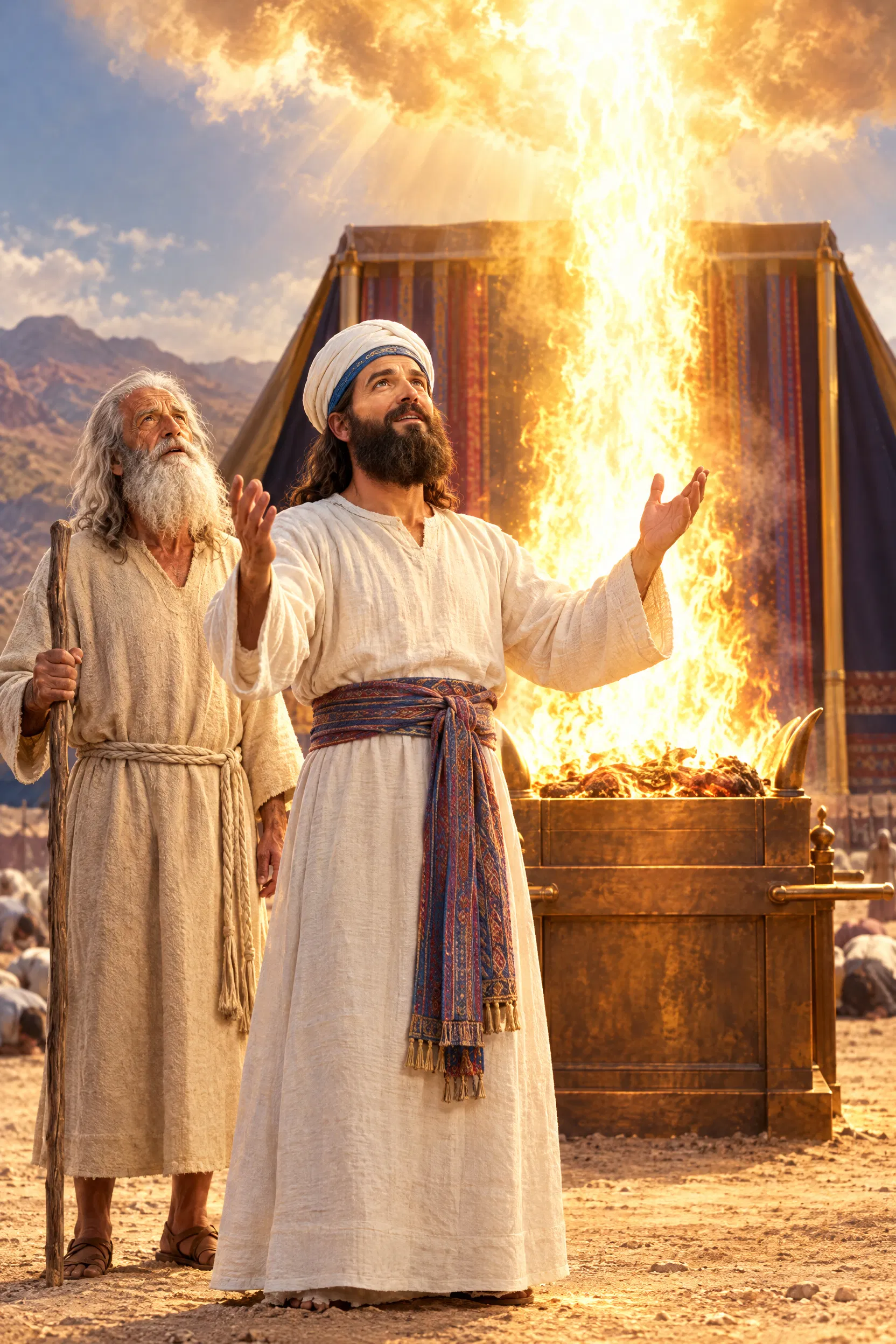 Fire Falls on the Altar Before Moses and Aaron