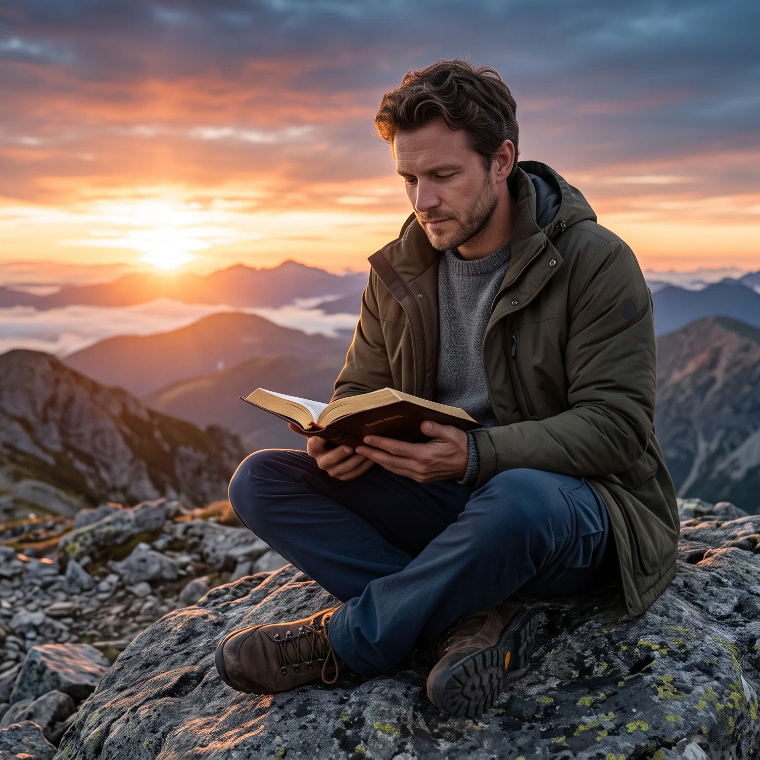 Morning Devotion At The Mountain Peak