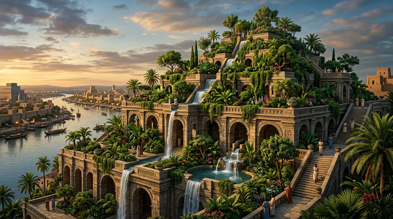 The Hanging Gardens of Babylon at Sunset