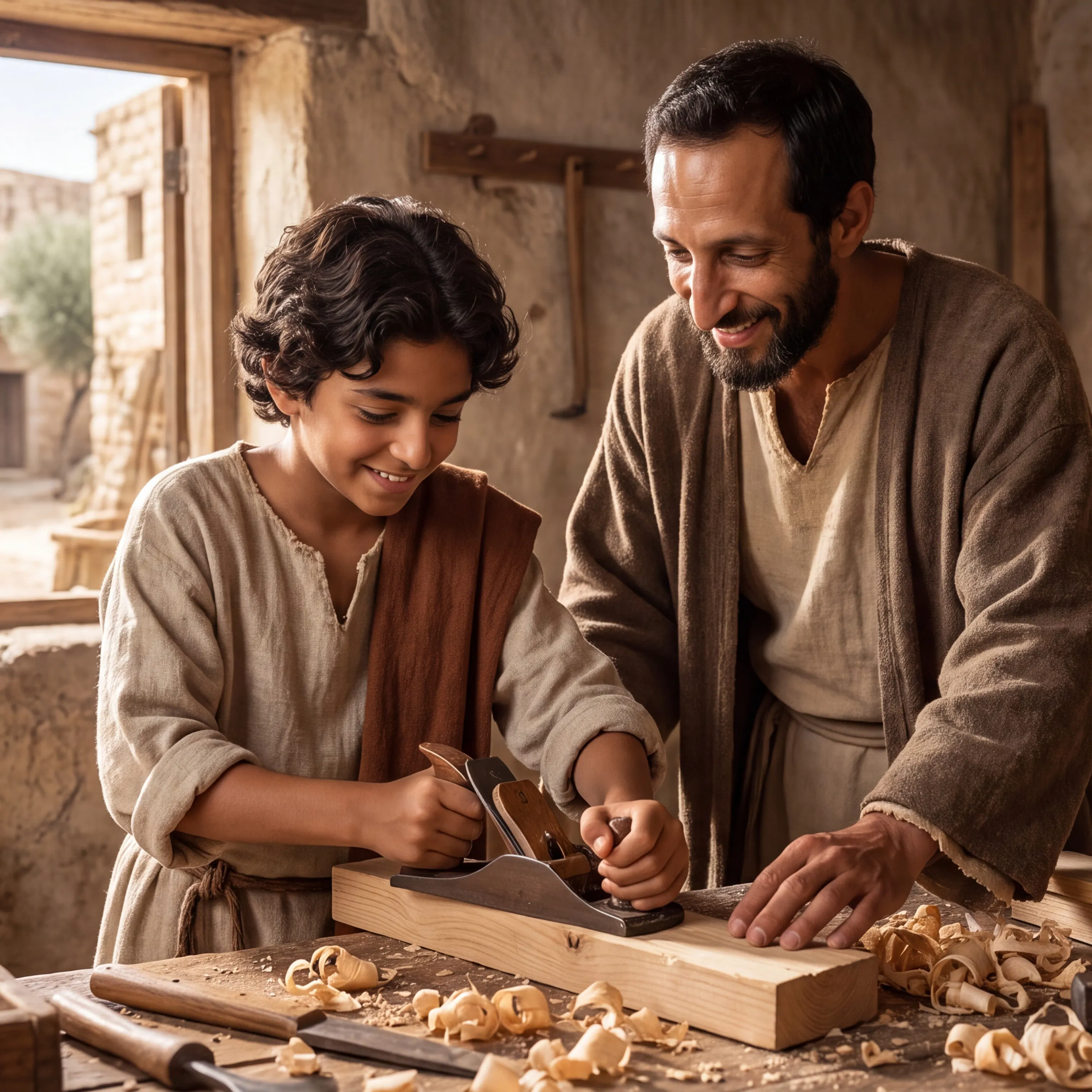 Young Jesus Working in Joseph's Carpenter Shop