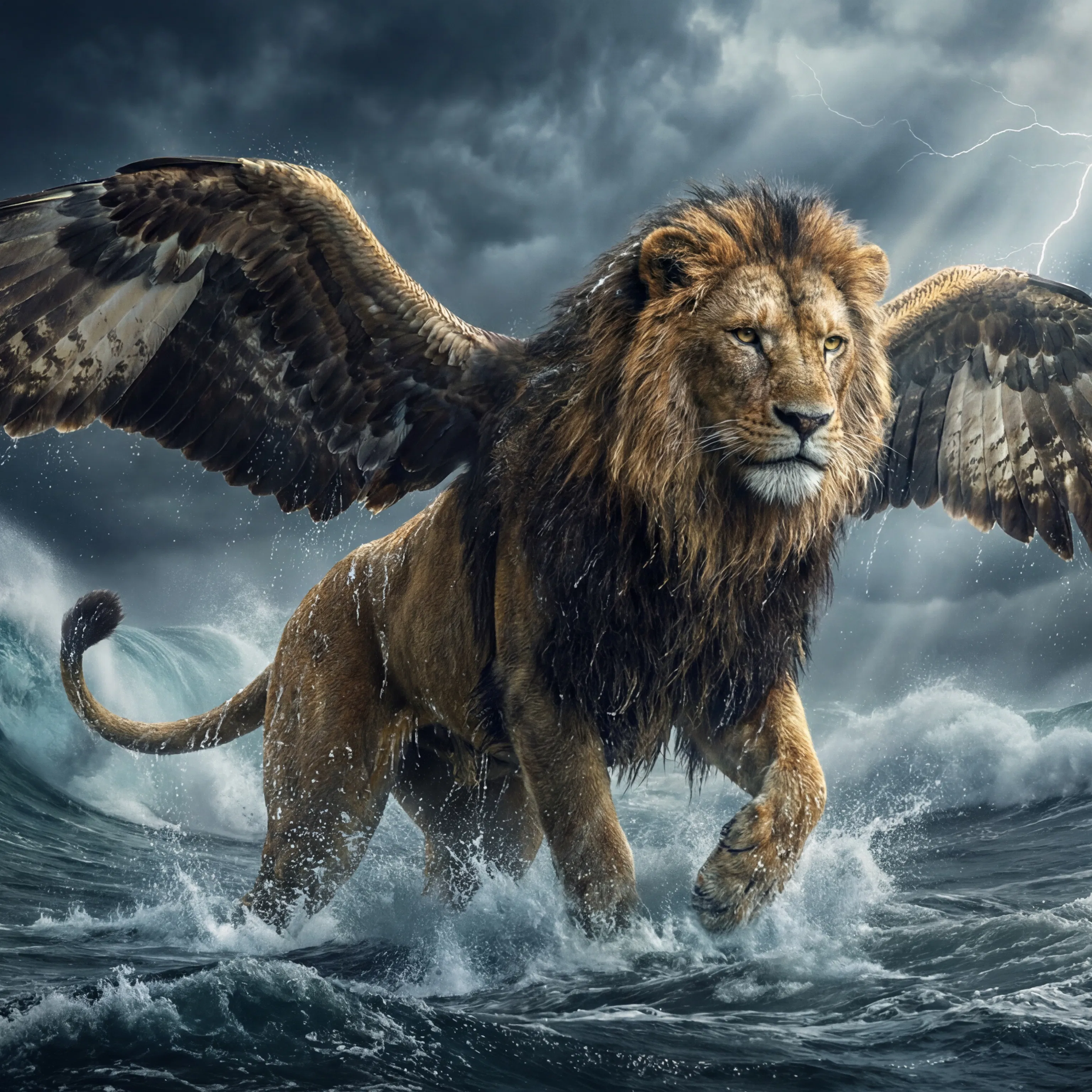 The Lion with Eagle's Wings Rising from the Sea