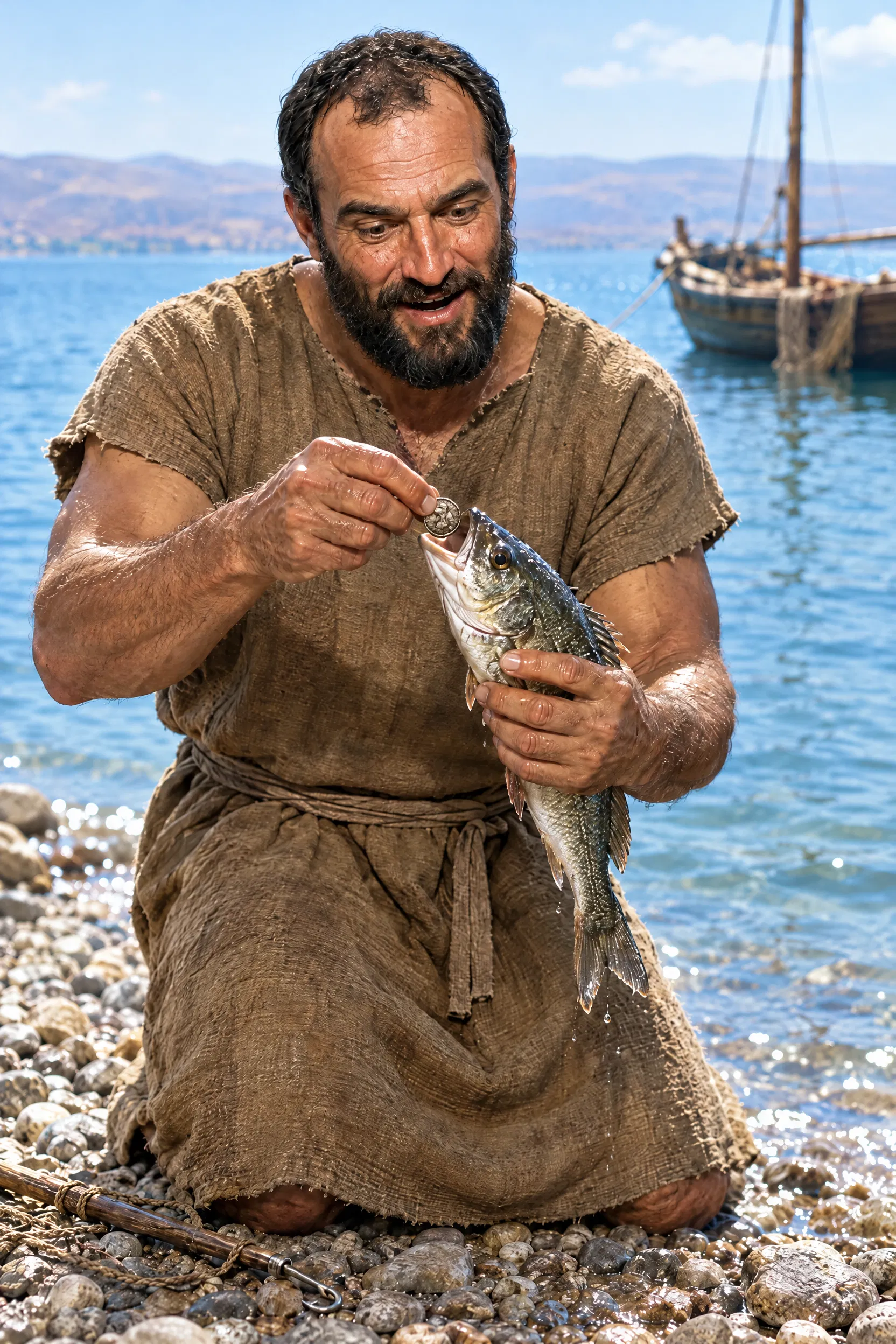 Peter Finds the Coin in the Fish's Mouth