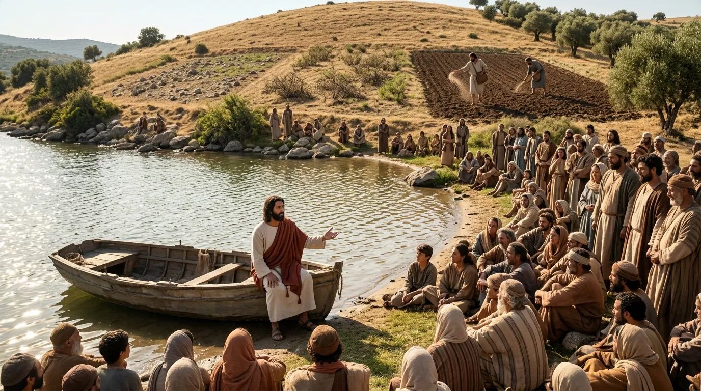 Jesus Teaching from a Boat by the Shore