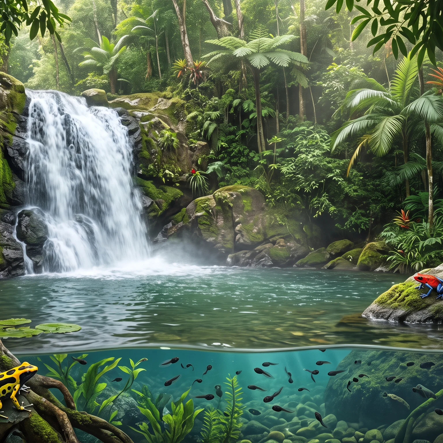 Edenic Cascades Amidst The Lush Canopy