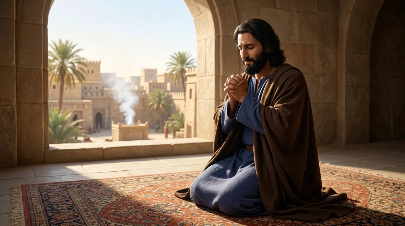 Daniel Kneeling in Prayer Before an Open Window