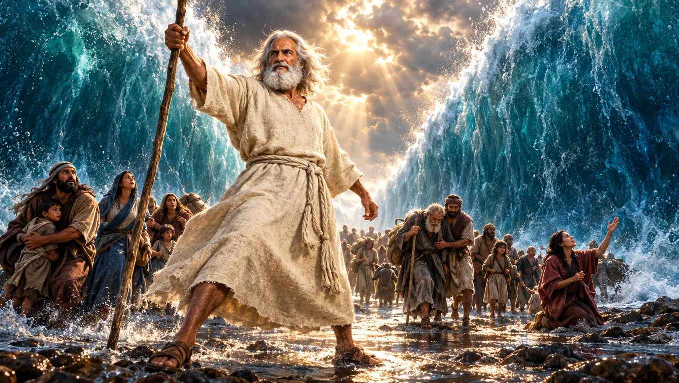 Moses Raises His Staff at the Red Sea