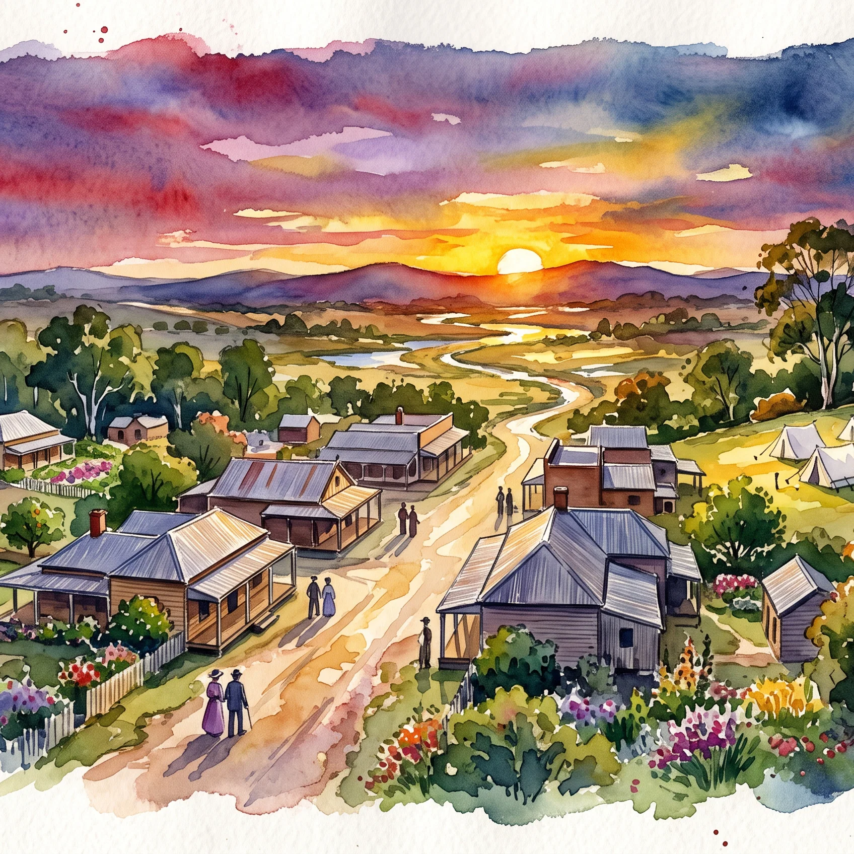 Golden Dusk Over Vintage Australian Streets