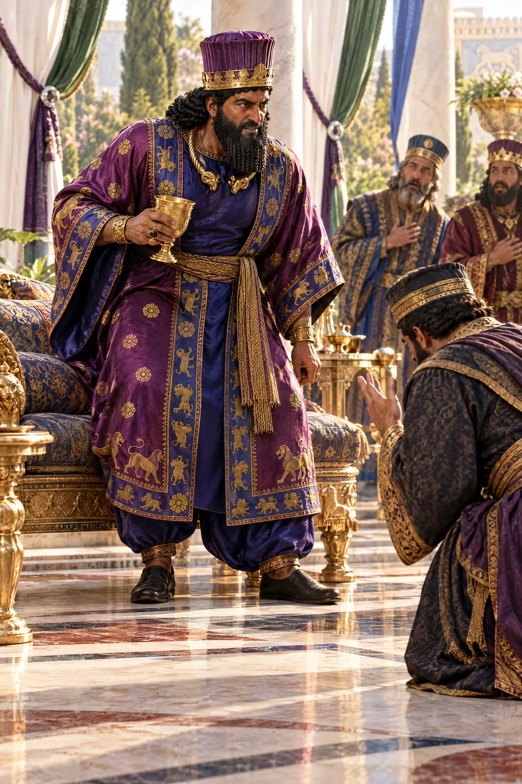 King Ahasuerus Angry at Vashti's Refusal