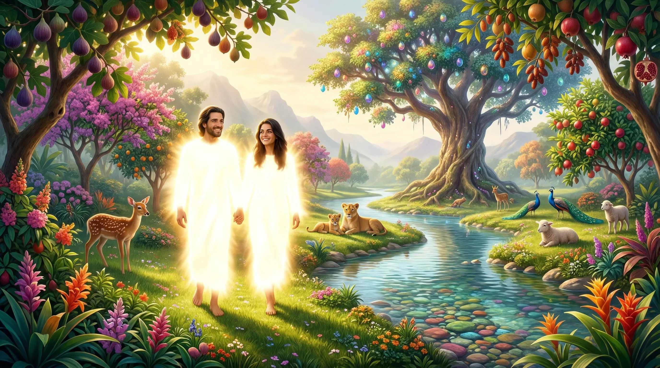 Adam and Eve Walking in the Garden of Eden