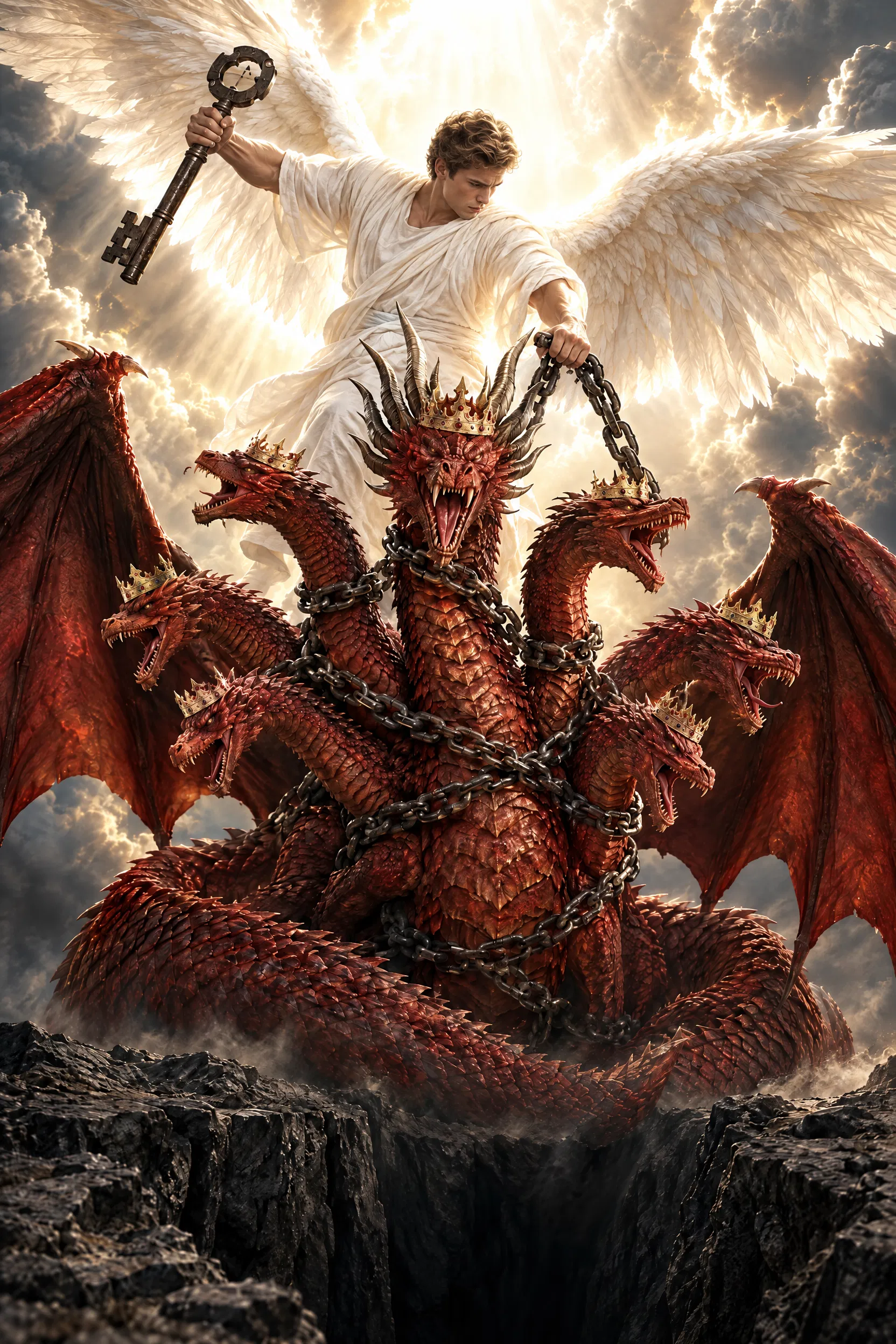 Angel Binds the Dragon With a Chain
