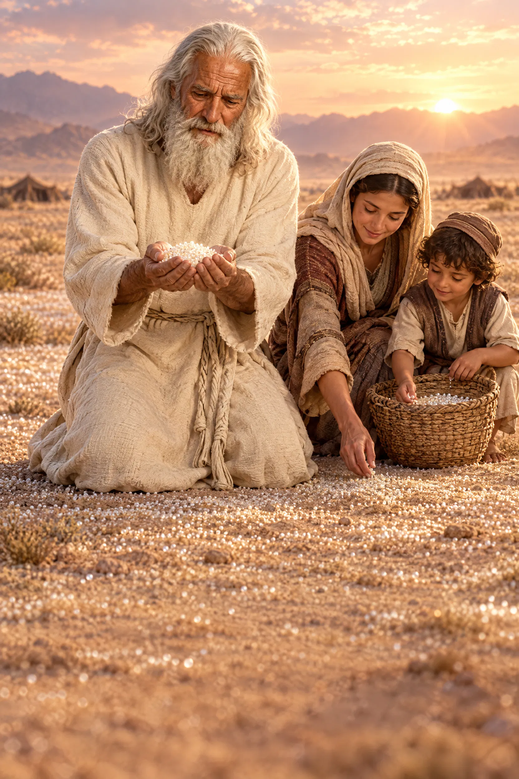Moses and Israelites Gather Manna