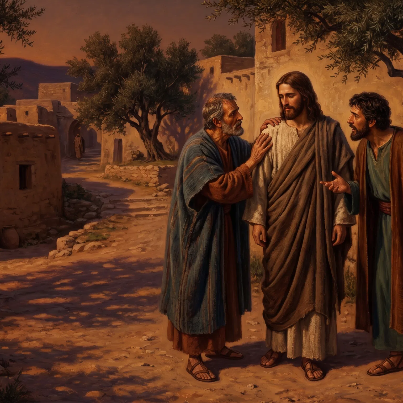 Two Disciples Urge Jesus to Stay at Emmaus