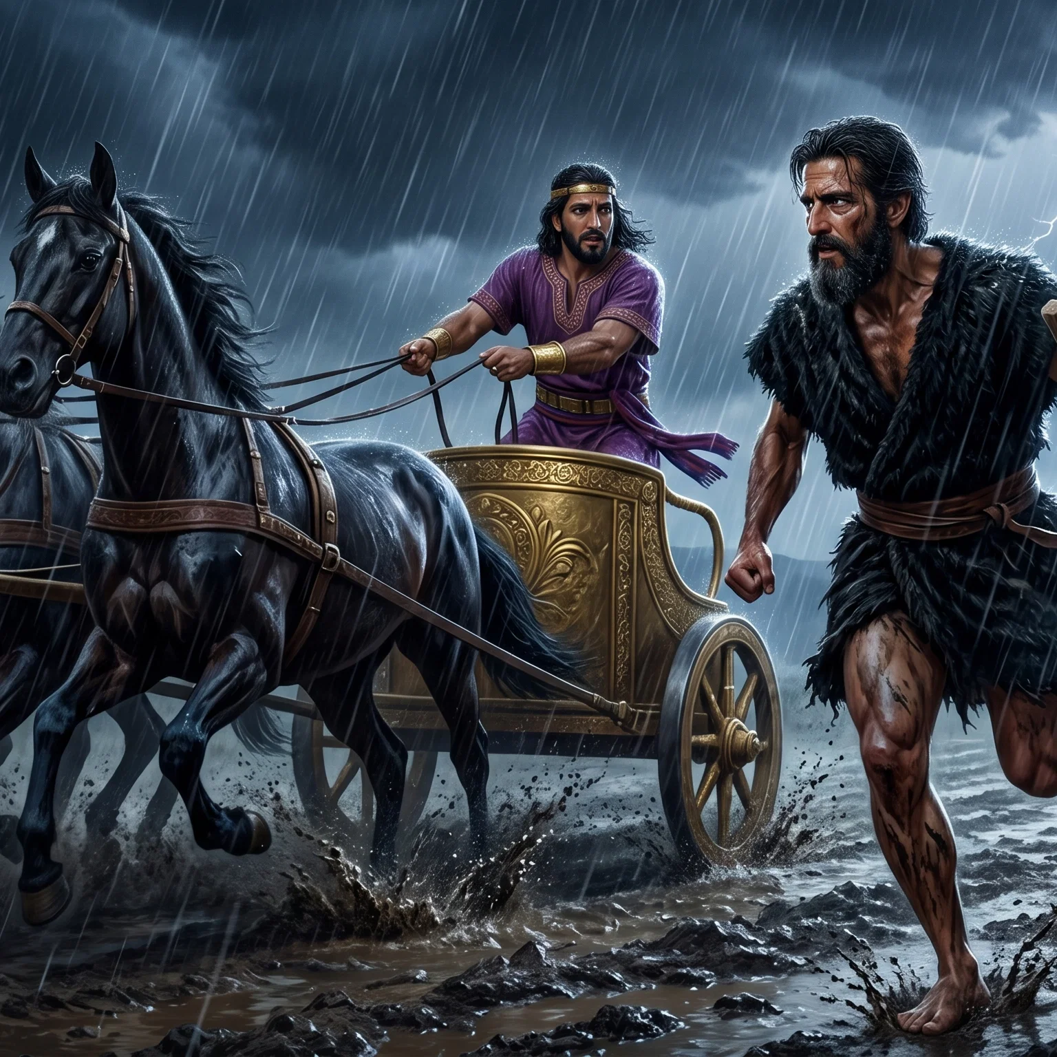 Elijah Outruns the Chariot of Ahab
