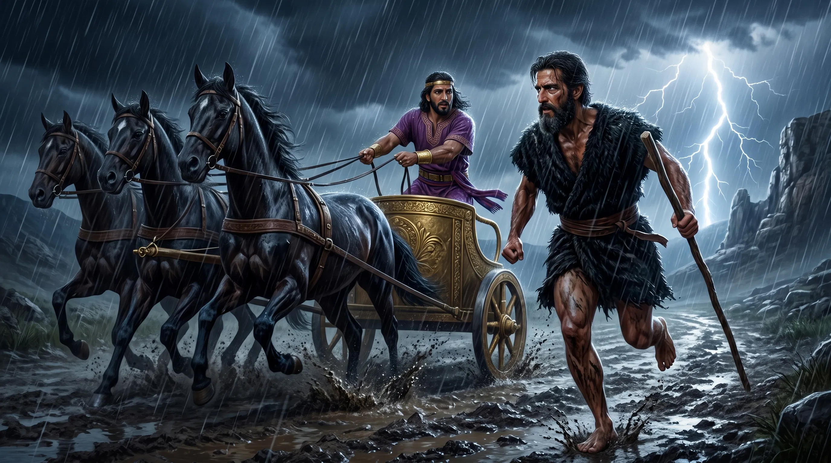 Elijah Outruns the Chariot of Ahab