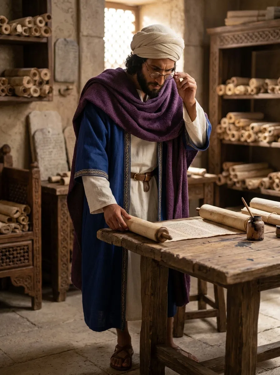 Mordecai Studying a Scroll