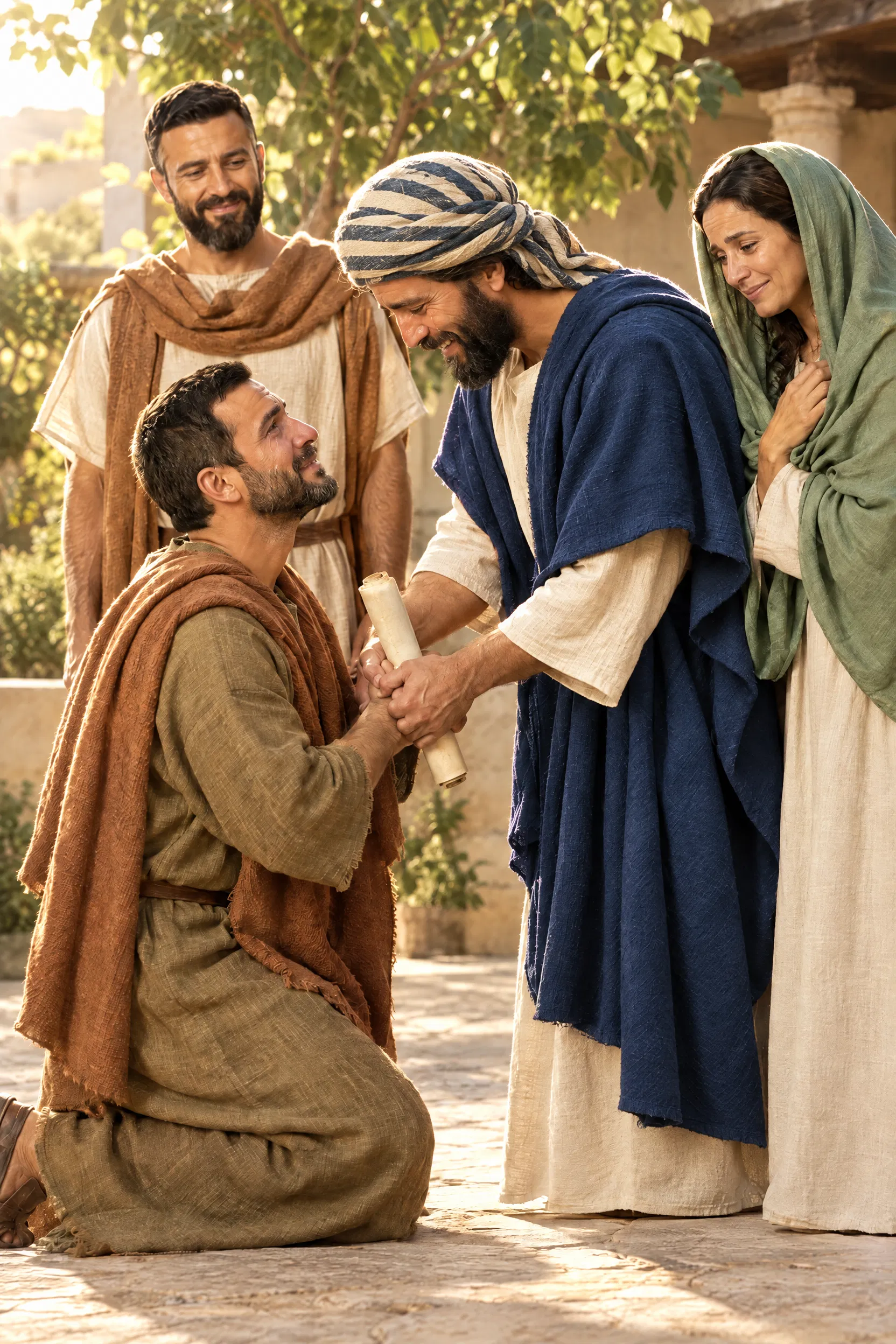 Philemon Raises Up the Kneeling Onesimus