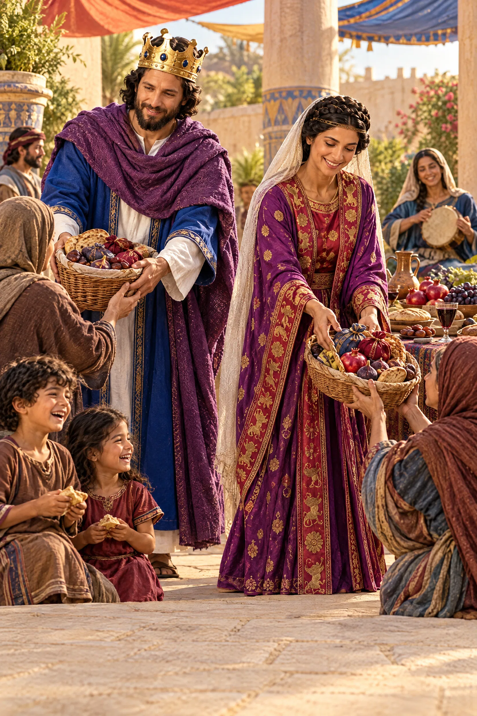 Esther and Mordecai Share Purim Gifts with the Poor