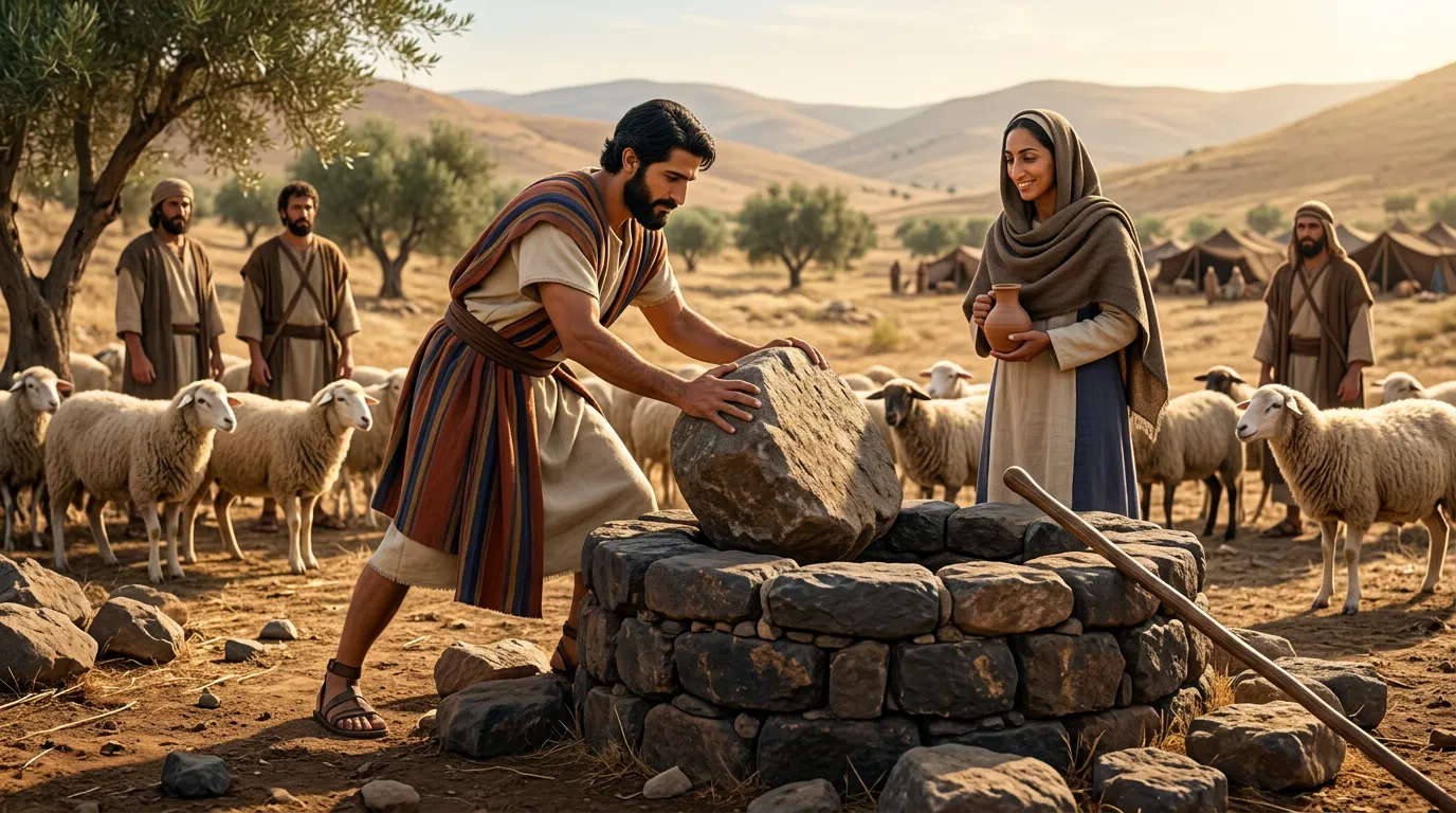 Jacob Rolls the Stone from the Well for Rachel