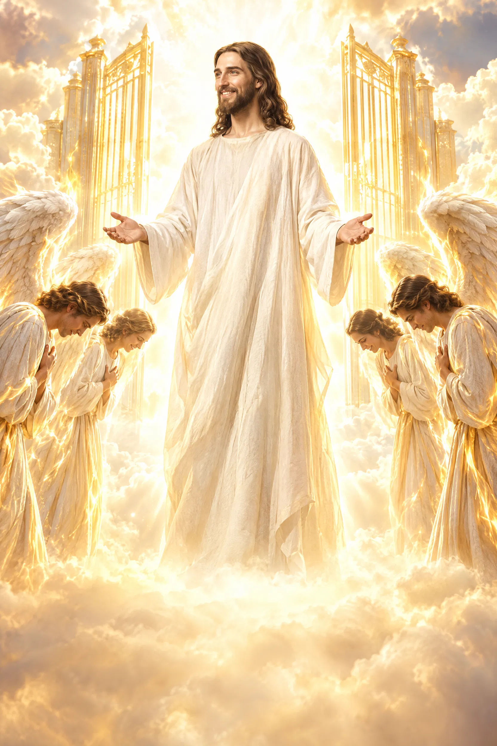 Christ Worshipped by Angels at the Gates of Heaven